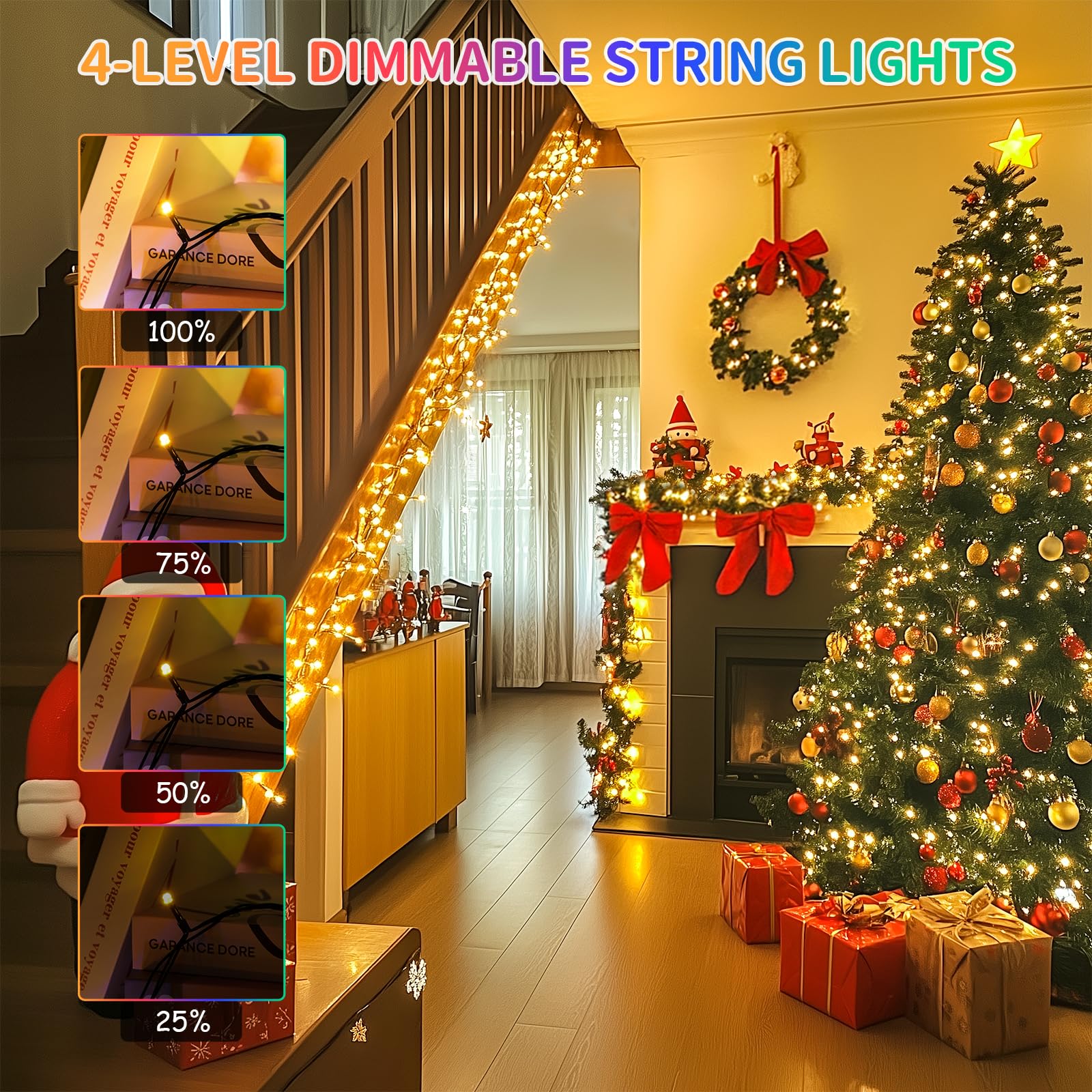 JMEXSUSS 500 LED Color Changing Christmas Lights, 173ft, 11 Modes, Warm White & Multicolor, Waterproof, Model EXS-S-0500-R