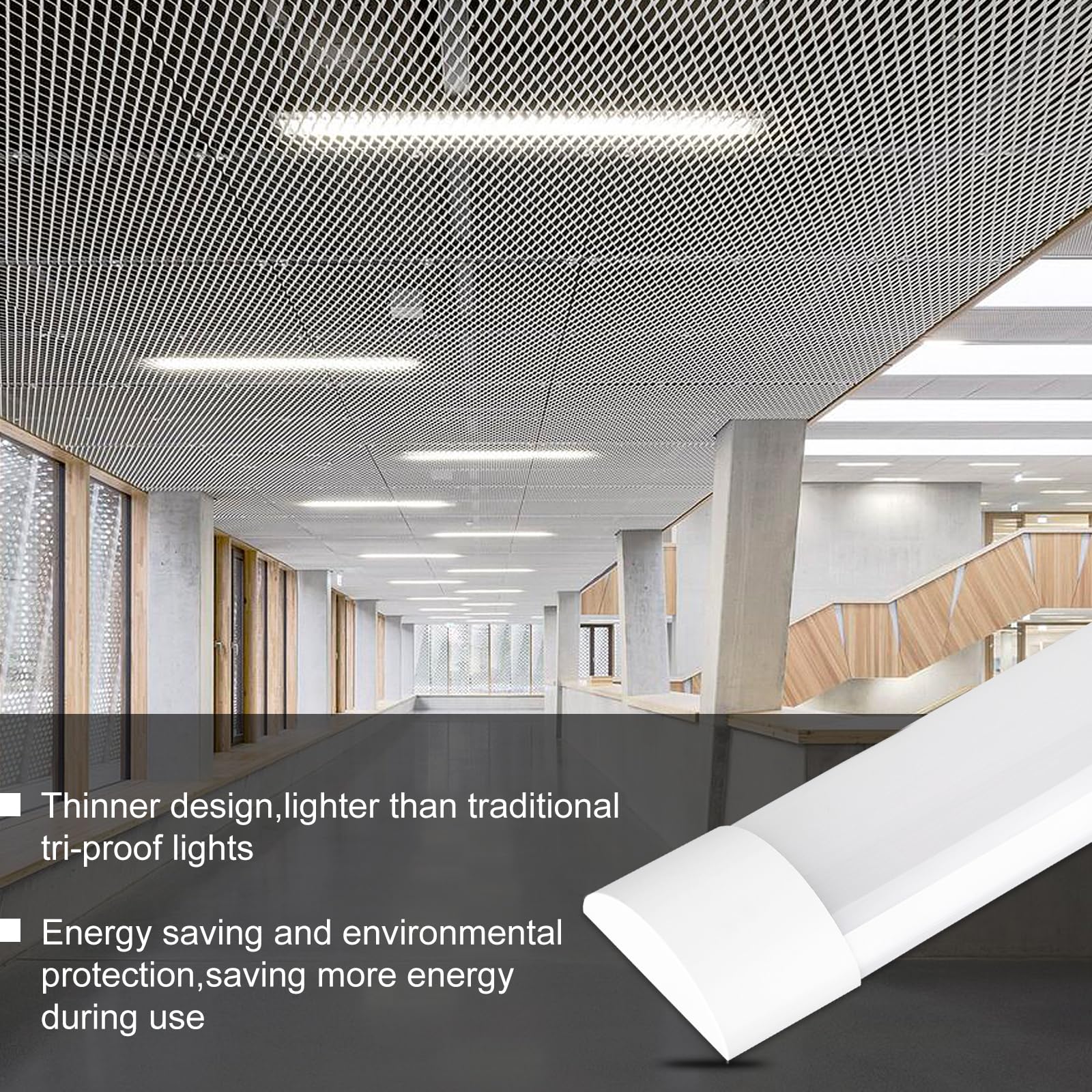 KILIPOL 4FT LED Batten Light, 40W Neutral White, Slim Design, 2 Packs, Ceiling Surface Mounted, Ideal for Office, Shop, Garage, Home
