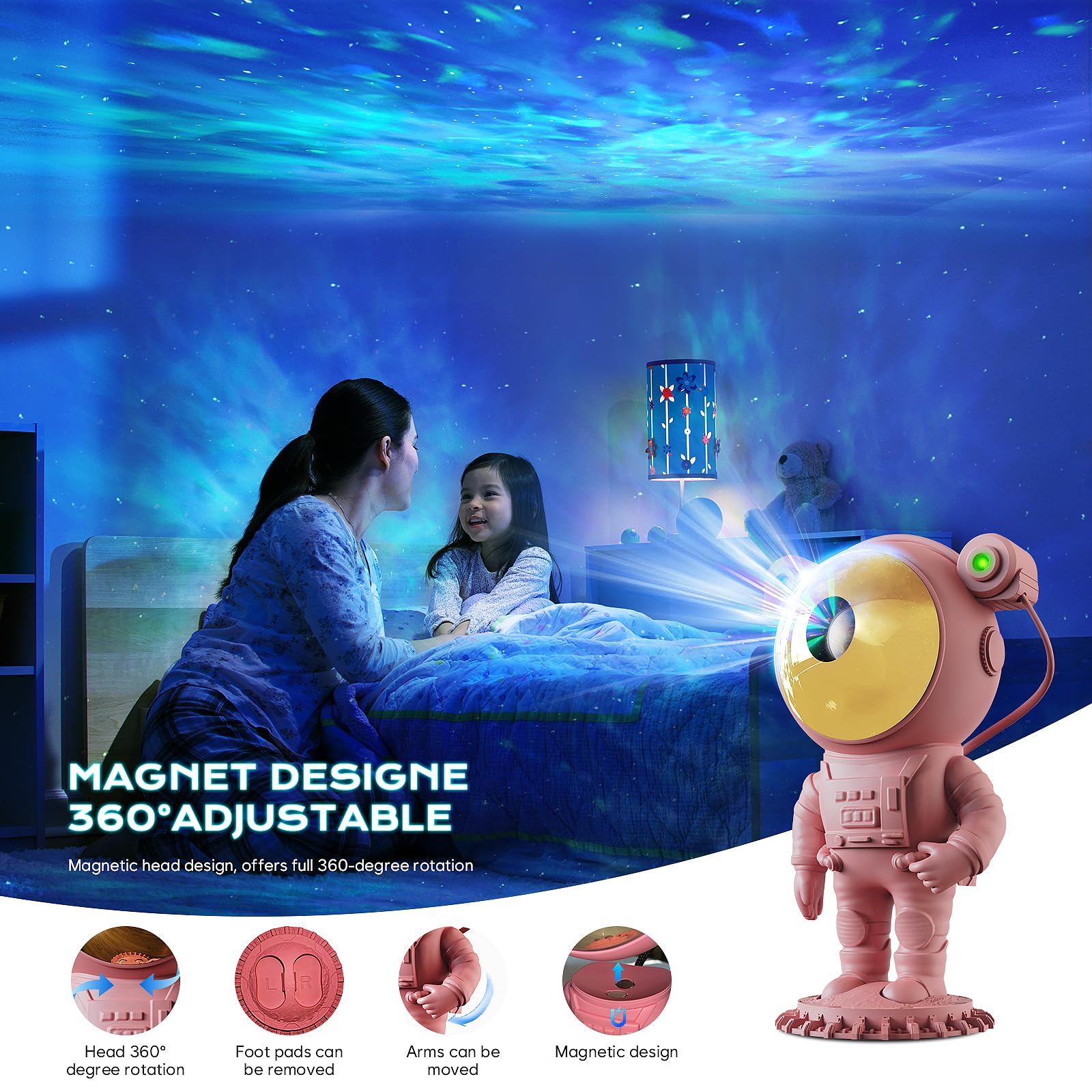 Astronaut Galaxy Star Projector Starry Night Light, Astronaut Projector With Nebula, Timer And Remote Control, Kids Room Decor A