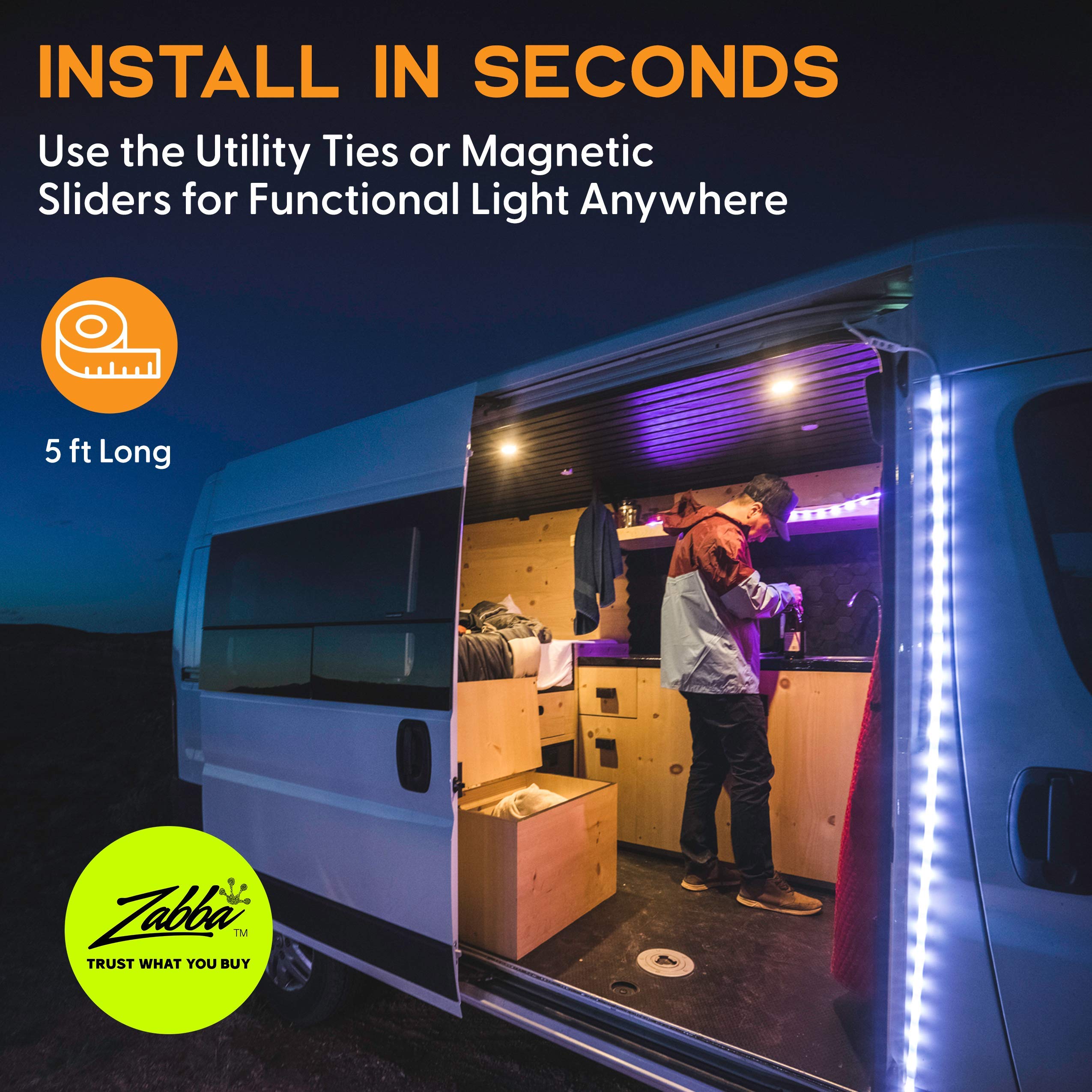 Power Practical Luminoodle Color - 5 ft Color Changing LED String Lights - Outdoor LED String + Lantern for Camping, Hiking, Saf