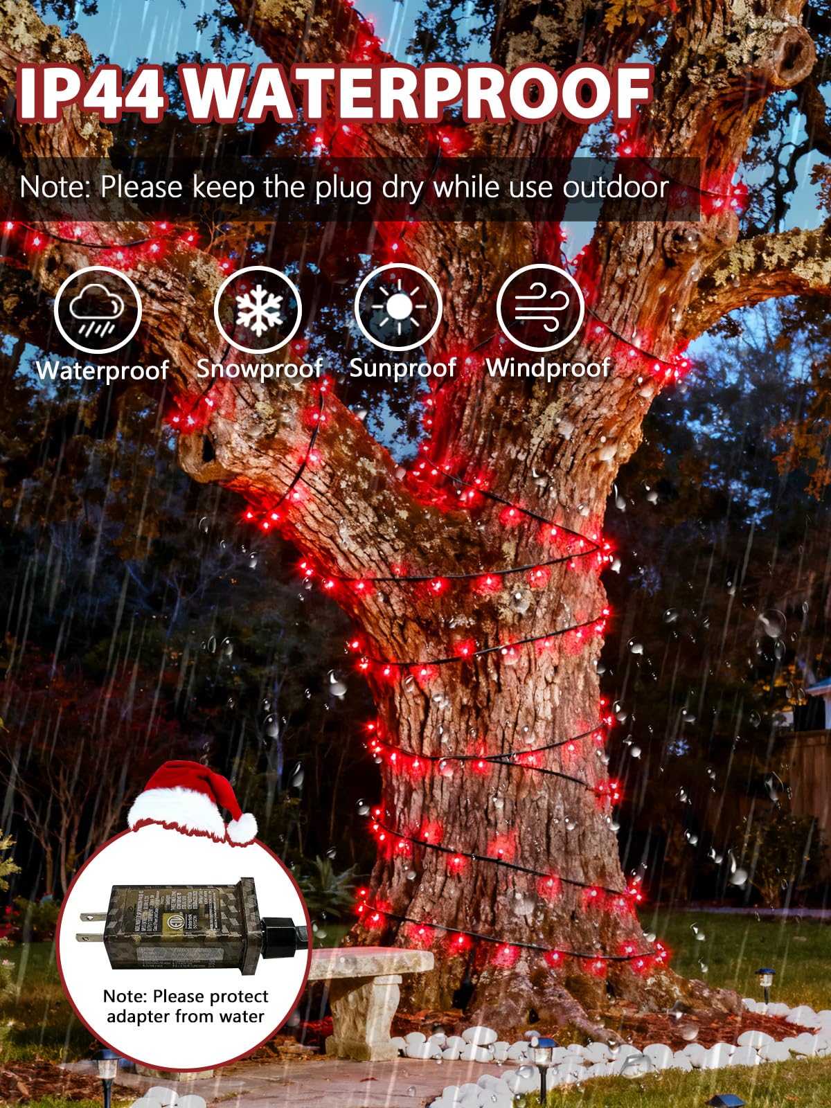Voice Controlled Christmas Lights With Remote  99 Ft 300 Led String Lights Indoor Outdoor With 12 Modes 3 Timers  Dimmable Twinkle Light Plug In Waterproof For Xmas Tree Yard Party Decorations  Red