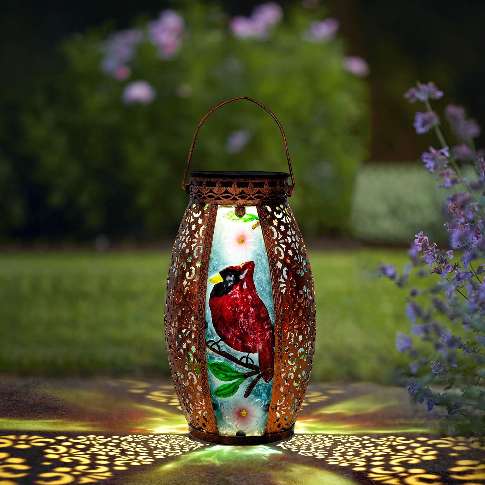 Gifts For Women Mom Grandma,Outdoor Solar Lantern-Waterproof Cardinal Hanging Metal Decorative Lights For Patio Table Garden Pat
