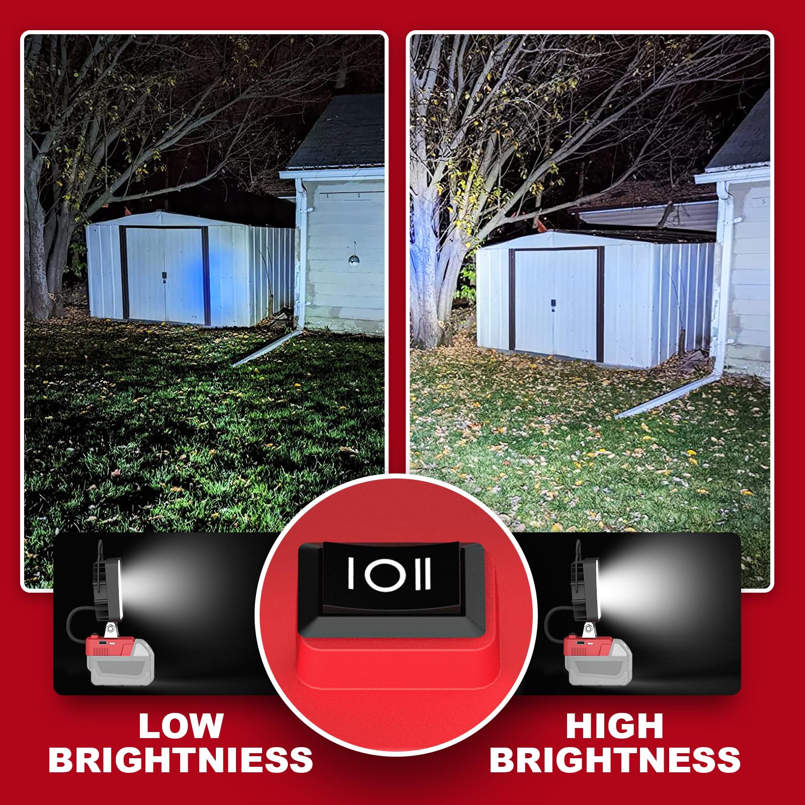 LIVOWALNY Portable LED Work Light - 48W 4800LM, ABS, Compatible with Milwaukee M18 Battery, USB & Type C Charger Port