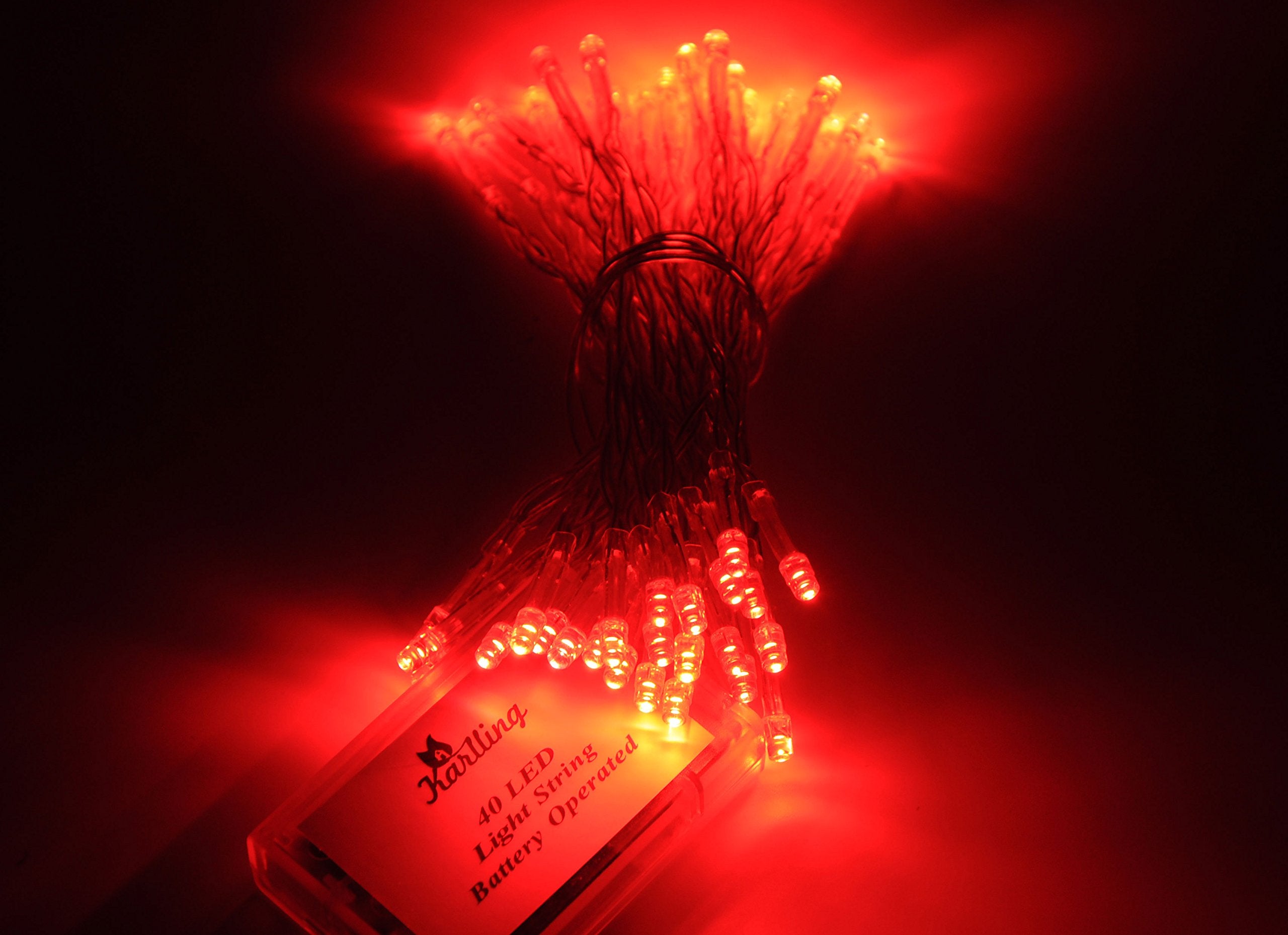 Karlling Battery Operated Fairy Lights, 13Ft Durable Short Clear Wire Led Twinkle String Lights For Christmas, Valentine’S Day, Halloween,Weddings, Parties, And Indoor/Outdoor Decor(Red)