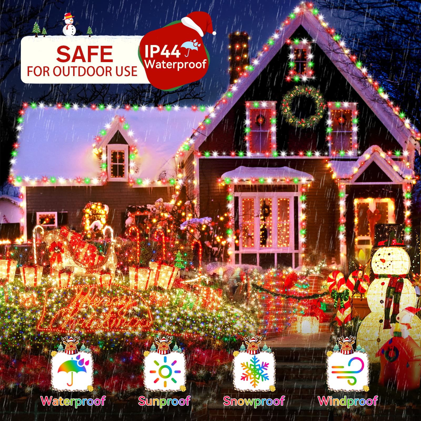 Heceltt Christmas Lights Outdoor, 115Ft 350Led String Light 8 Modes And Timer Memory Function Led Christmas Lights Waterproof Pl