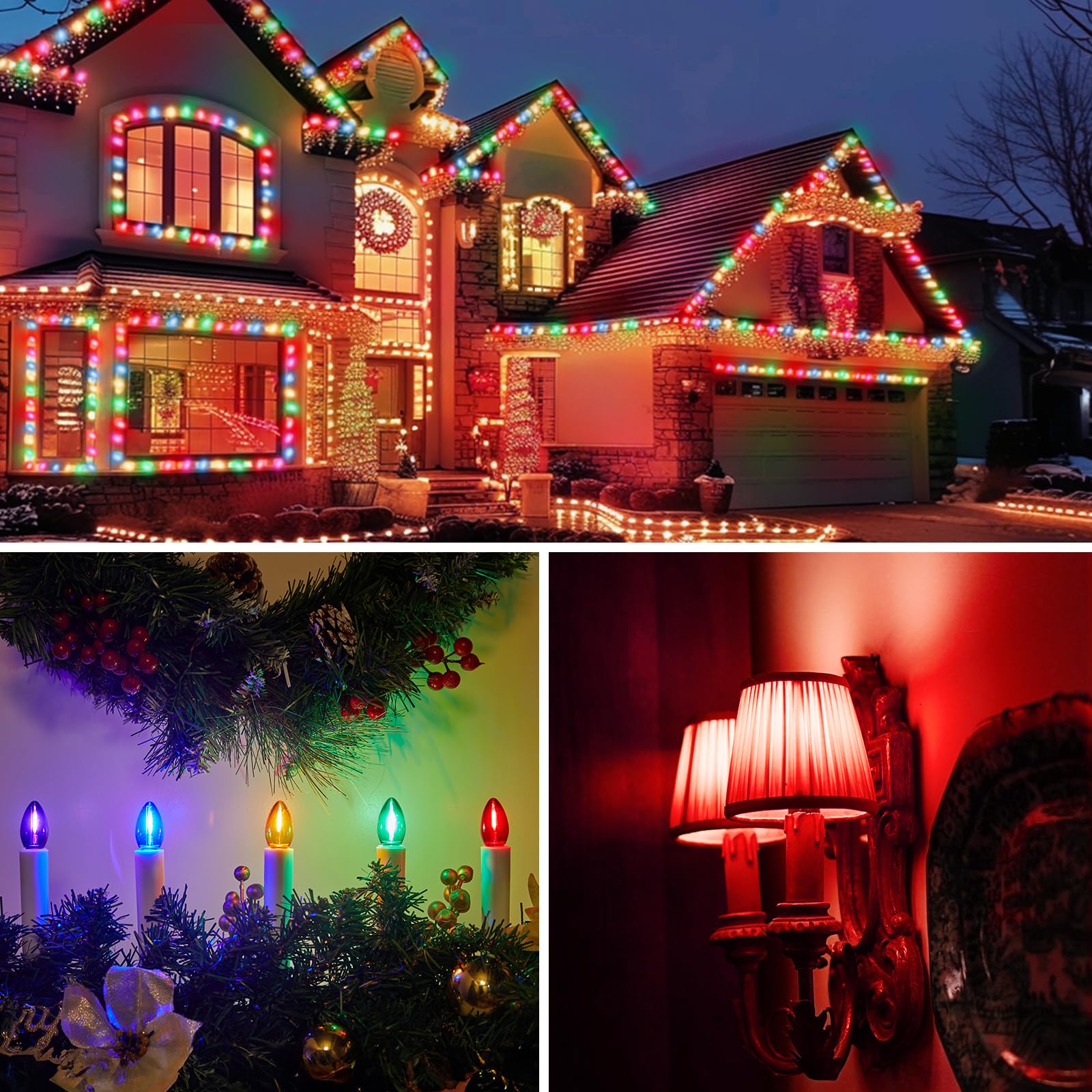 50 Pack C7 Multicolor Led Christmas Light Bulb  Waterproof C7 Replacement Bulbs For Outdoor Indoor Christmas String Lights  E12 Candelabra Base  Commercial Grade Holiday Bulbs For Decor Lighting