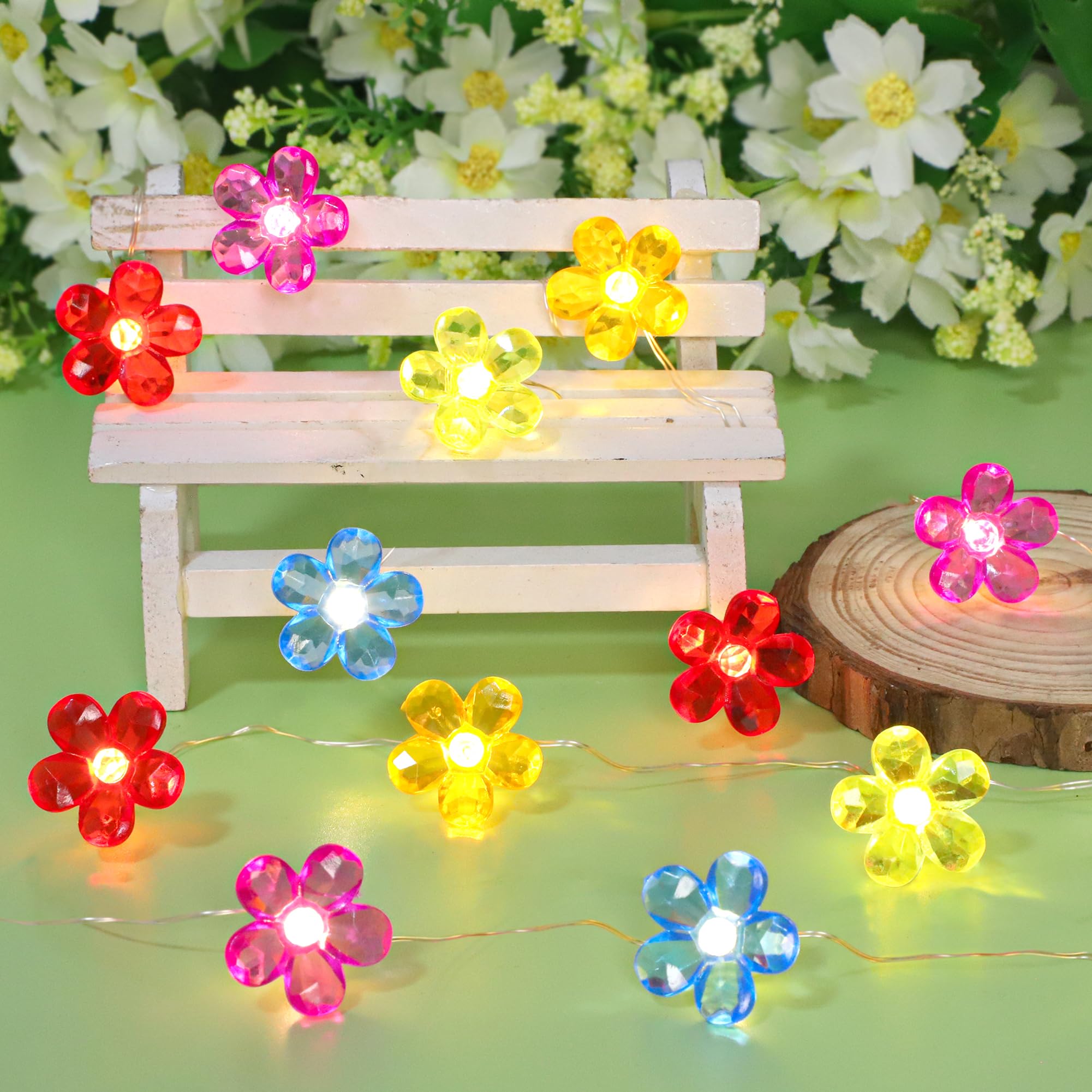 Silverstro Flower Led Lights With Remote Usb & Battery Operated 10Ft 30Leds String Lights - Home Wedding Birthday Party Ocean Holiday Easter Decor