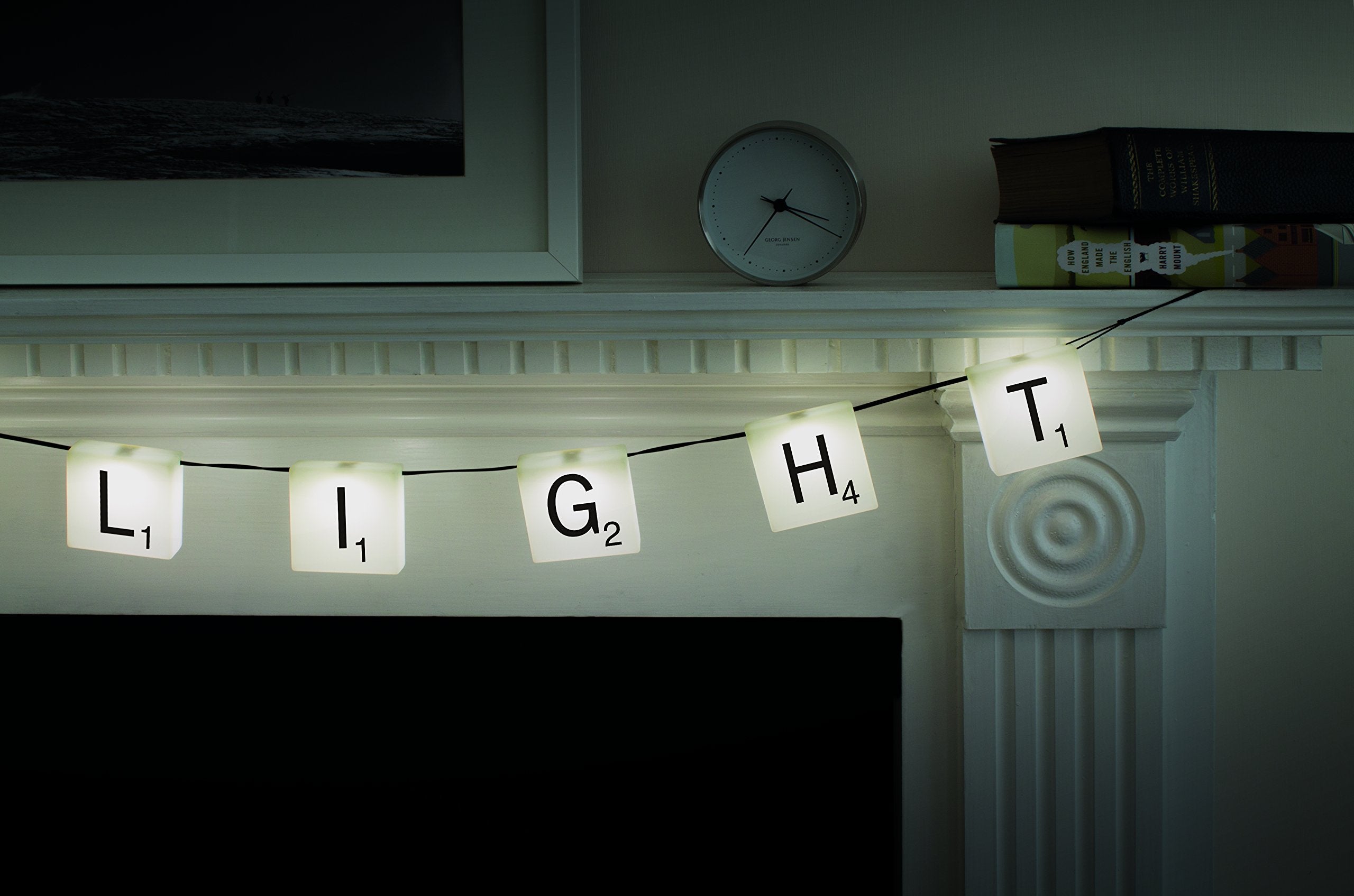 Paladone Scrabble Customizable Letter Tiles Light With Reusable Vinyl Stickers - Decor Light
