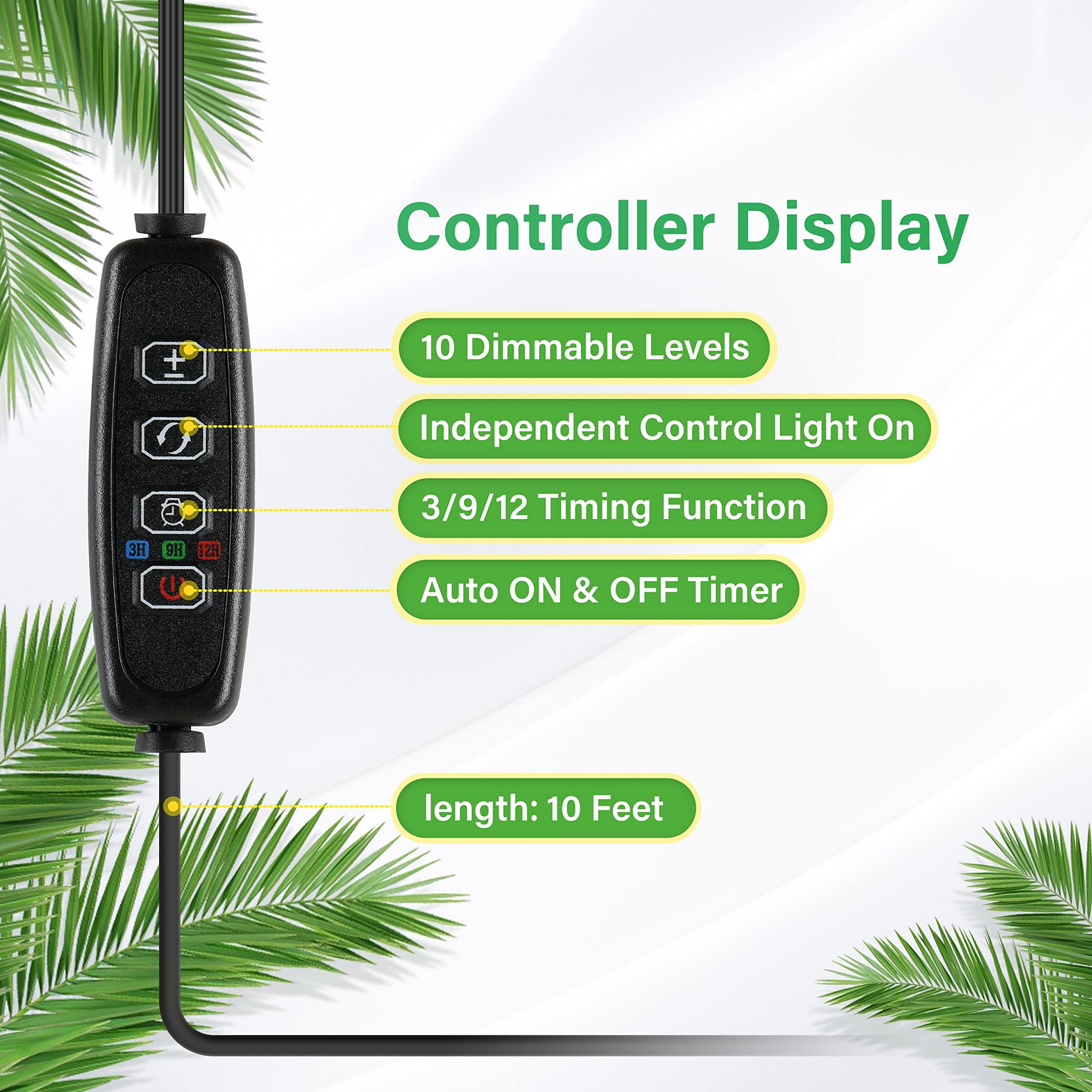 iPower 60W LED Grow Light Strips, Full Spectrum, 4 Tubes, 48 LEDs, Yellow, with Timer and Dimmable Levels