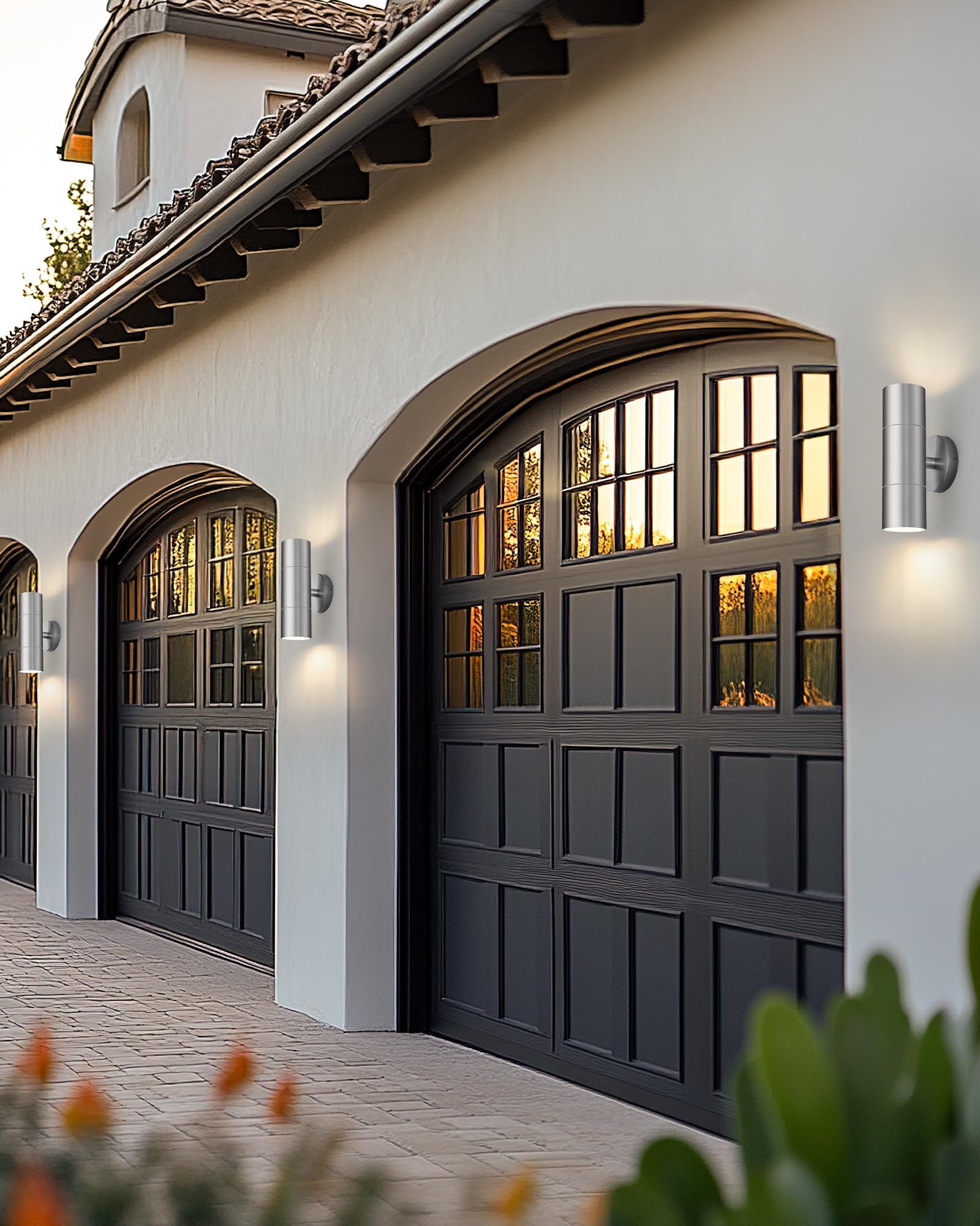 Ken & Ricky Stainless Steel Outdoor Wall Lights, Up Down Exterior Lighting Fixtures, Cylinder Outdoor Sconce Lights, Brushed Nic
