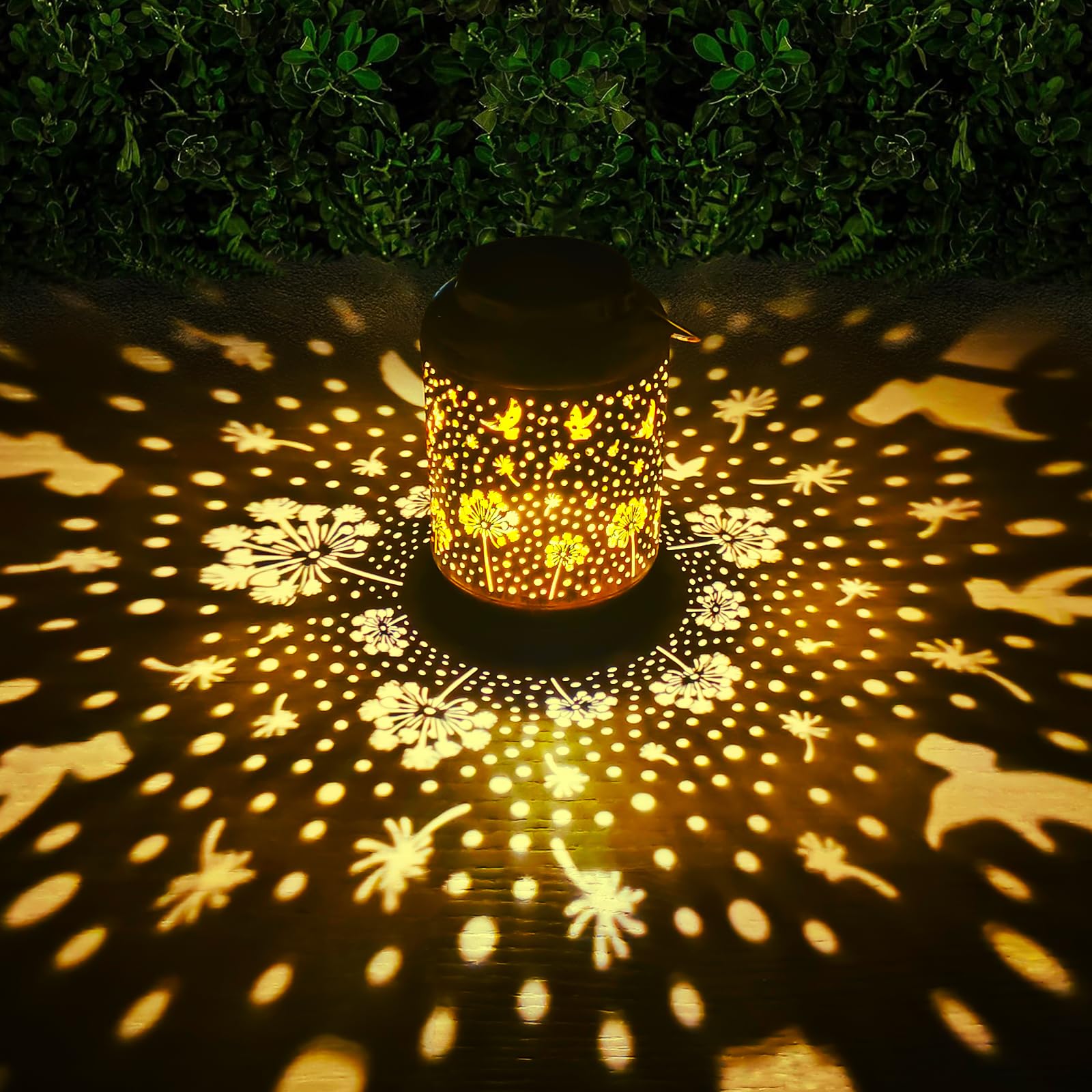HUMIIEYE Solar Lantern Outdoor Dandelion Garden Decor, IP65 Waterproof Hanging Solar Powered Lights Birthdays Gifts for Women Mo