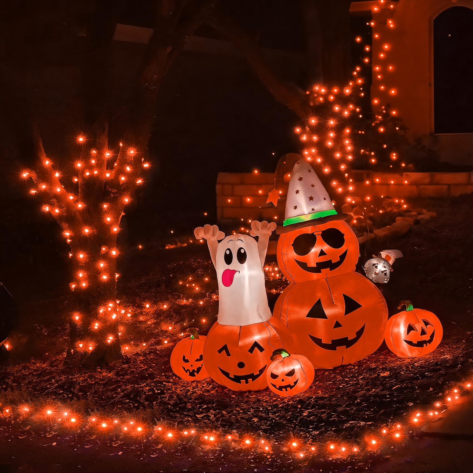 WBao 300LED Orange Halloween String Lights, 108ft, Waterproof, 8 Modes, UL Certified, Copper Material
