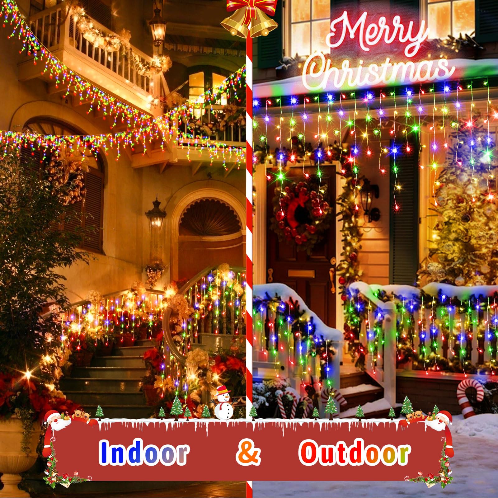JXLEDAYY 640 LED String Lights Outdoor Decorations 65FT Multicolored Waterproof 8 Modes Memory Timer Clear Wire