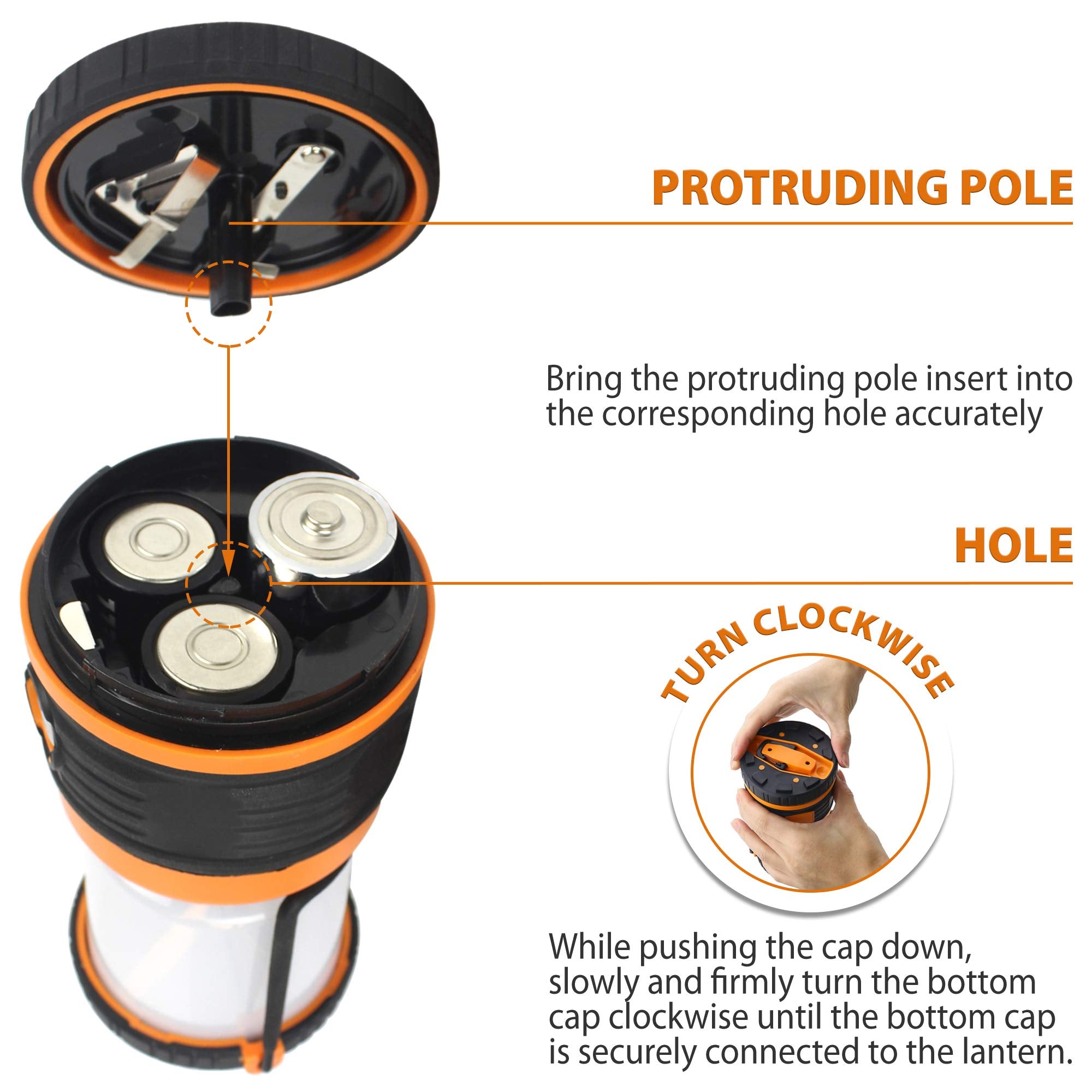 AYL LED Camping Lantern - 1800LM, Battery Powered, 4 Light Modes, Orange, Model SL10002Pack, Perfect for Emergencies & Outdoor Activities