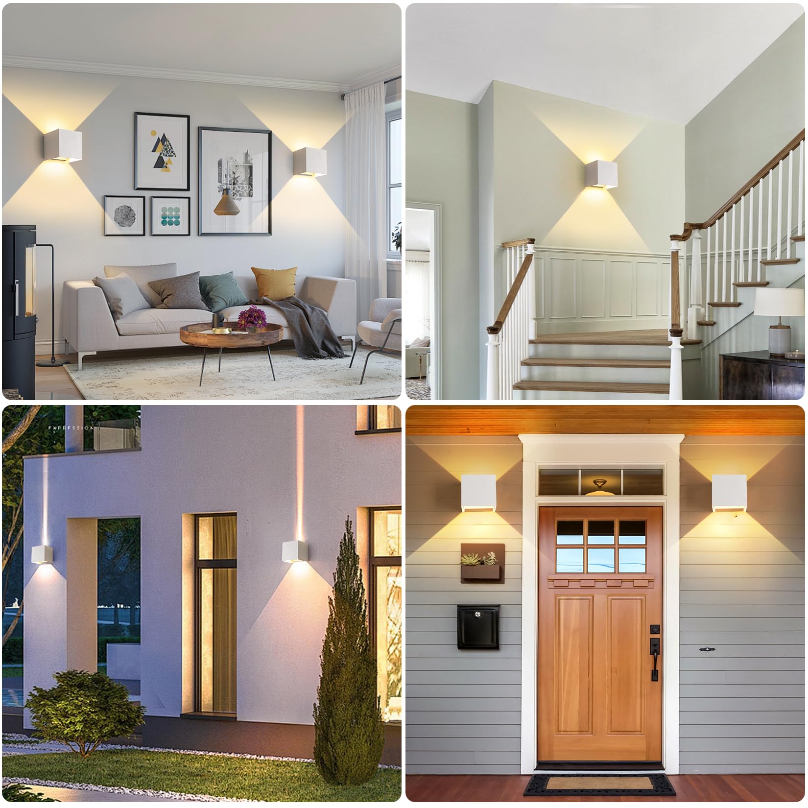 Mille Lucciole 2 Pack LED Outdoor Wall Lights 20W IP65 Waterproof Adjustable Colors Modern Square Sconce