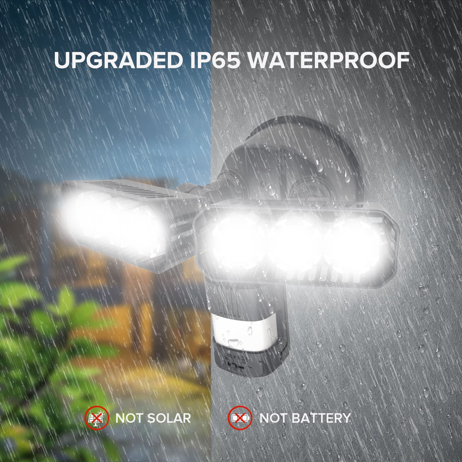 SANSI Motion Sensor Outdoor Flood Light, 38W 5000LM, IP65 Waterproof, Black, Model C2440-KW, 4 Adjustable Modes, Dusk to Dawn