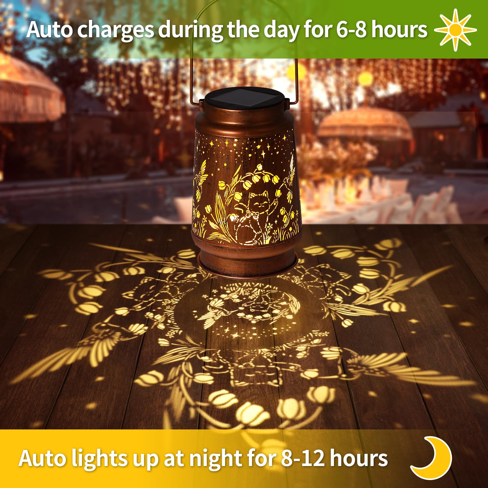 Hummingbird Solar Lanterns Outdoor Waterproof Garden Decor, Metal Led Garden Light,For Yard, Patio, Lawn, Tabletop, Pathway, Lan