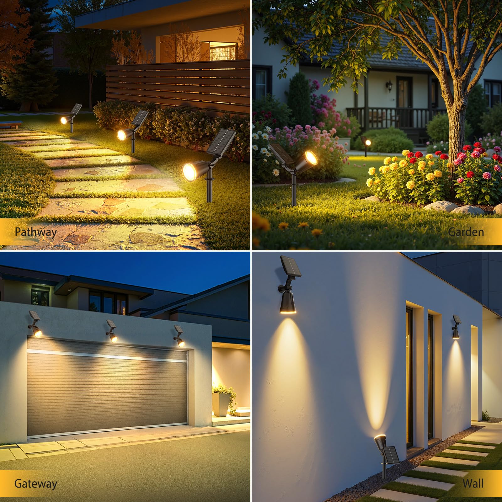 Solar Lights Outdoor Spot Light: 4 Pack 120&180 Adjustable Bigger Led Solar Spot Lights Outdoor Waterproof - Landscape Lighting Spotlights For Garden  Yard  Pathway  Tree  Flag  Wall (Warm White)