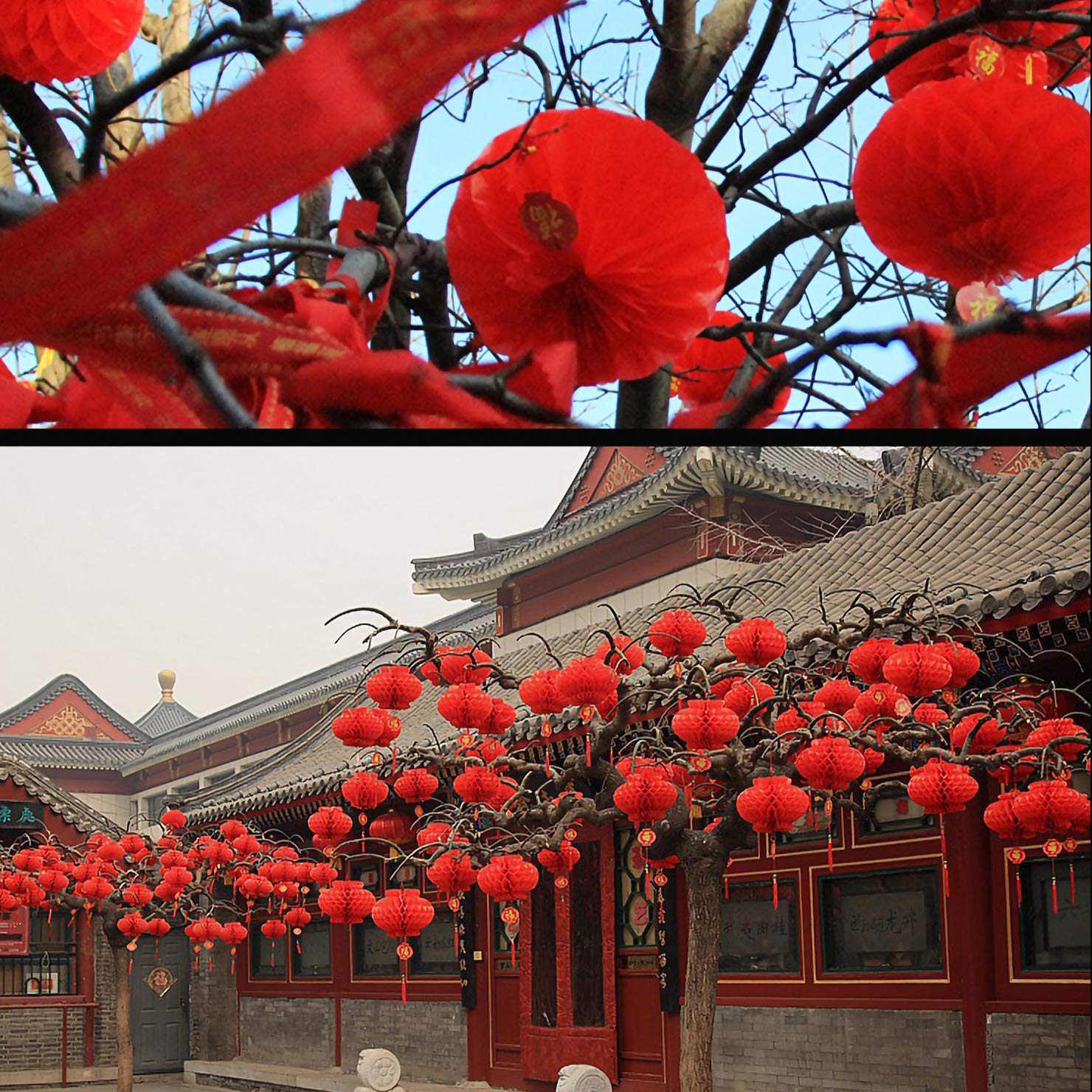 20 Pack 7.9'' Chinese Red Lanterns For New Year Decoration, Spring Festival, Mini Hanging Red Paper Lanterns For Party Wedding R