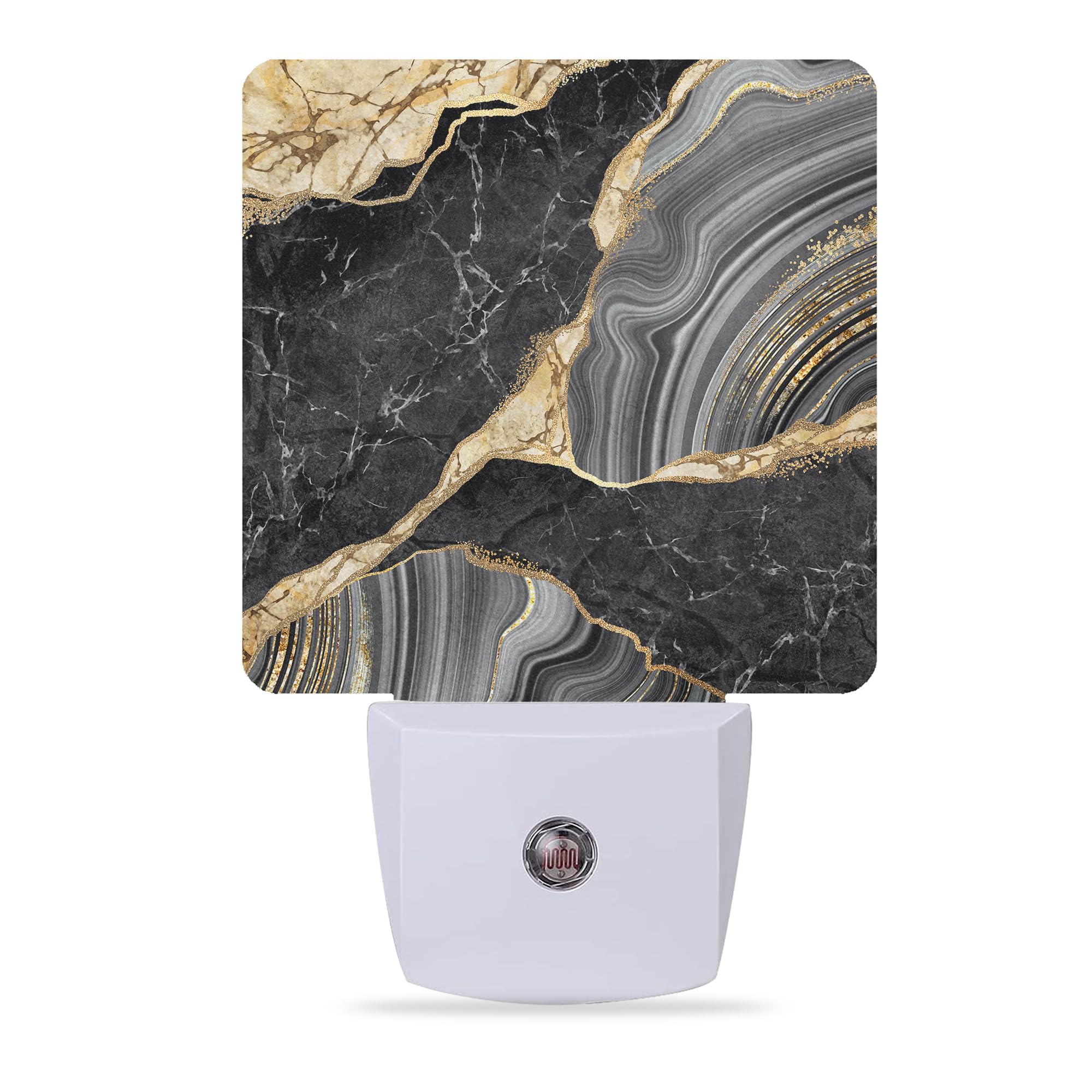 Meikosks Night Lights Plug into Wall Black Gold Marble Night Lights Dusk to Dawn Sensor Led Lamp for Women Men,Led Lights for St
