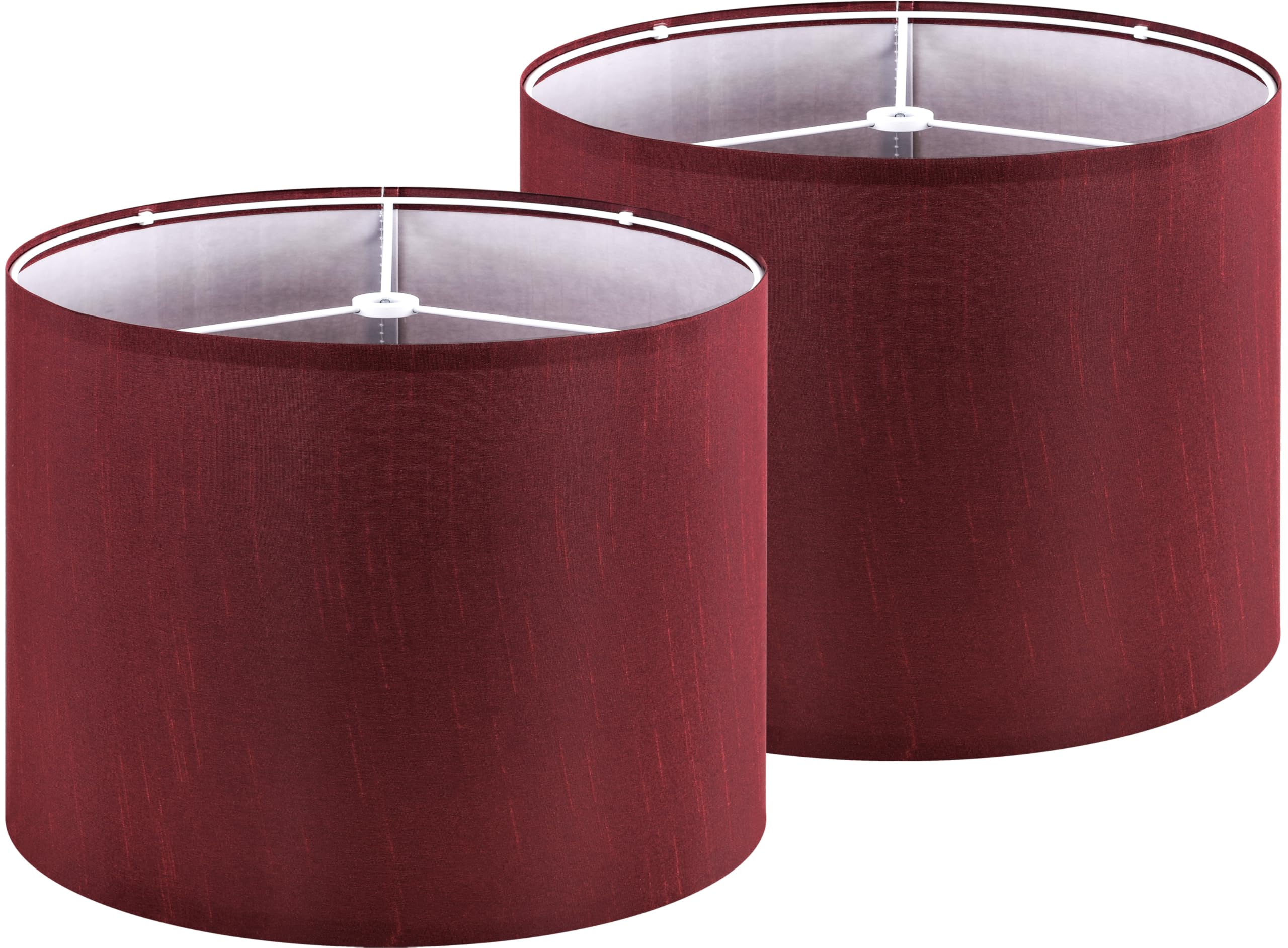 GOSO Red Faux Silk Lamp Shade Set of 2 Medium Drum,Modern Lamp Shades for Table Lamps Floor Lamps-13 * 13 * 10 IN (Spider) Lamps