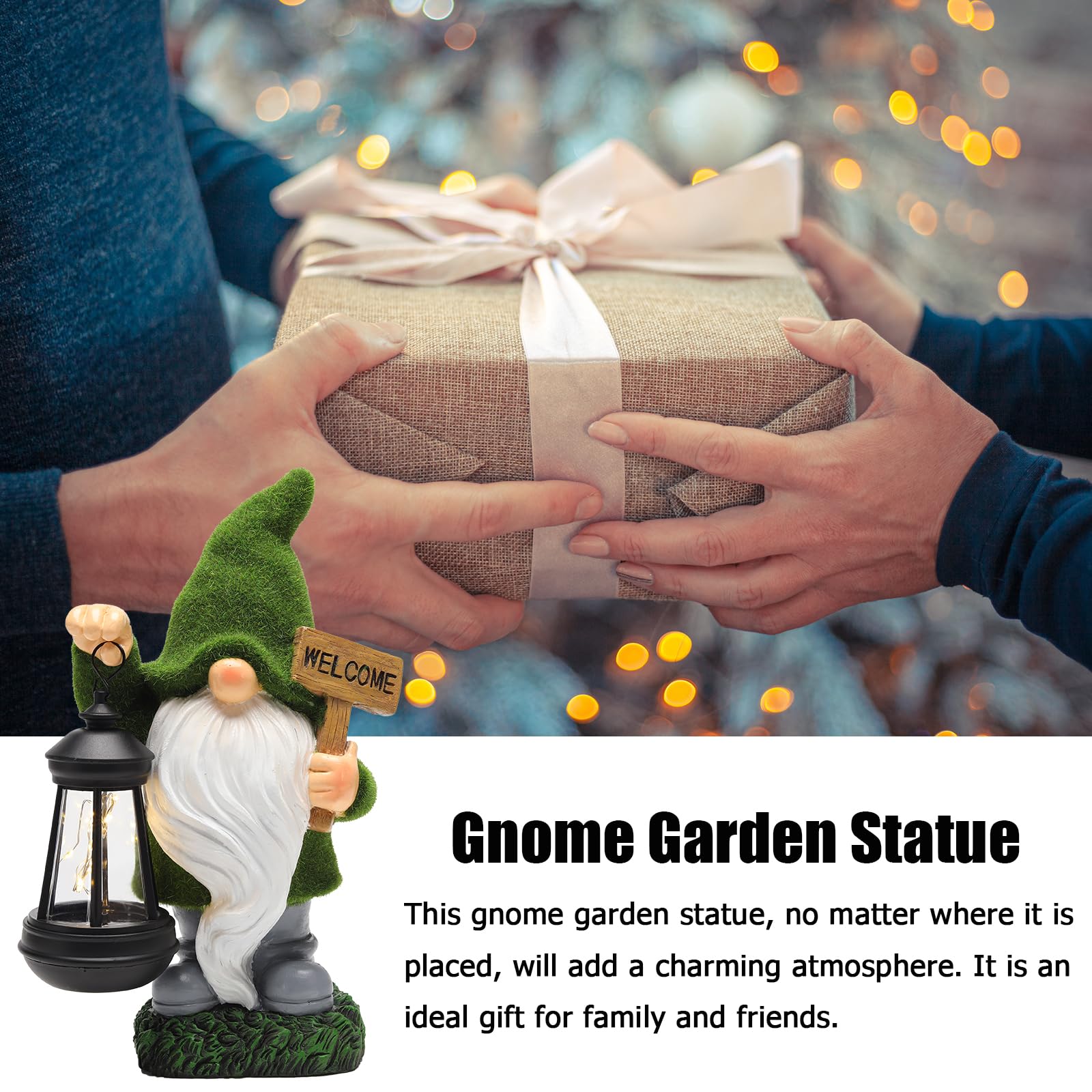 Halp·Ssfm Garden Gnome Statue Solar Light Outdoor Decorations Figurine Welcome Sign With Lantern Sculpture Garden Decor Lawn Patio Yard Porch Outside Housewarming Gifts For Women Mom Grandma