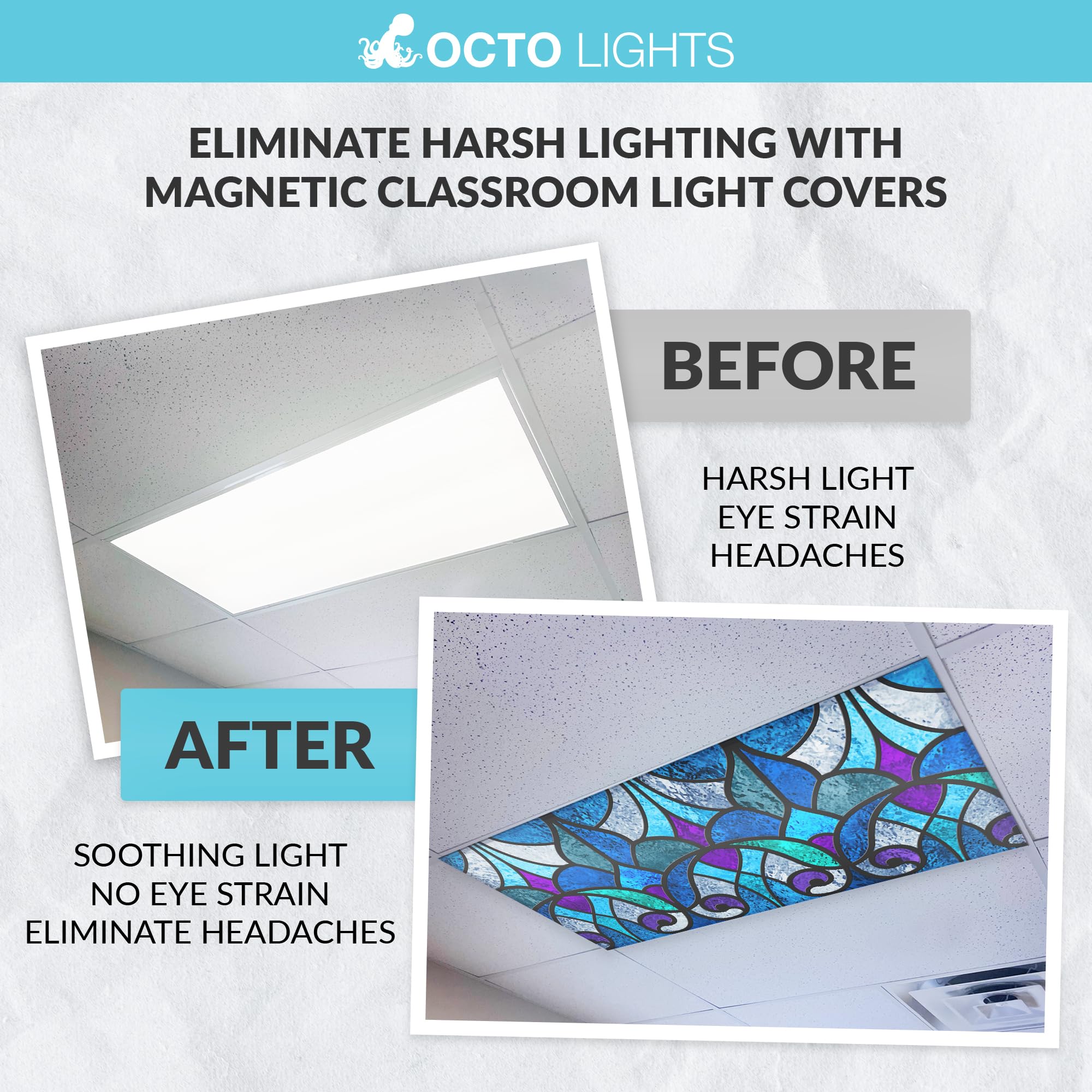 OCTO LIGHTS Magnetic Light Cover - High Resolution Filter, 2x4 Size, Stained Glass, Model SGL-005-MGT-2x4, Pack of 1