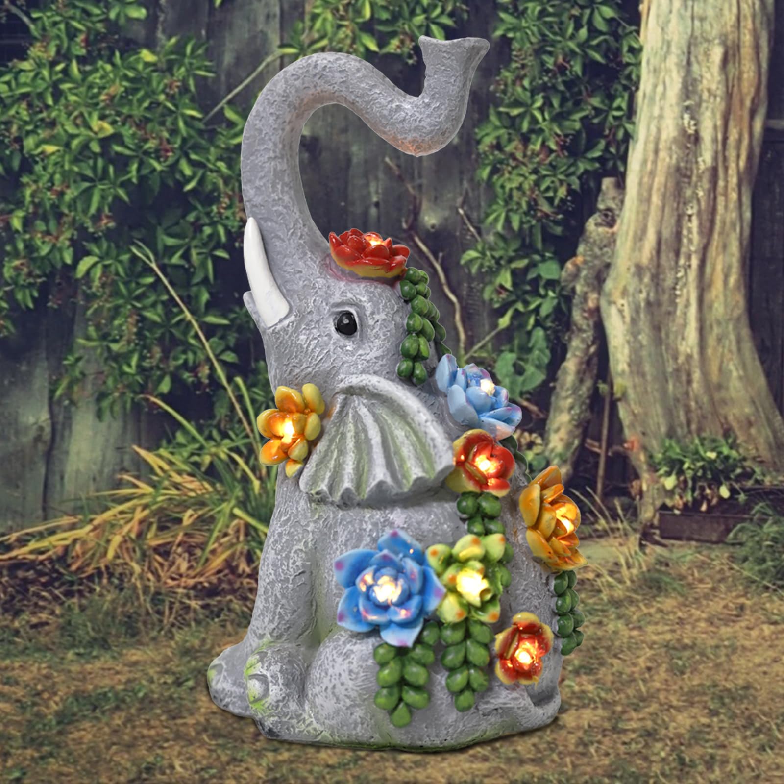 Halp·Ssfm Elephant Garden Statue Solar Lamp With 8 Led Lights Decor Outdoor Resin Waterproof Sculpture Patio Lawn Yard Porch Decorations Housewarming Gifts For Women Mom Grandma