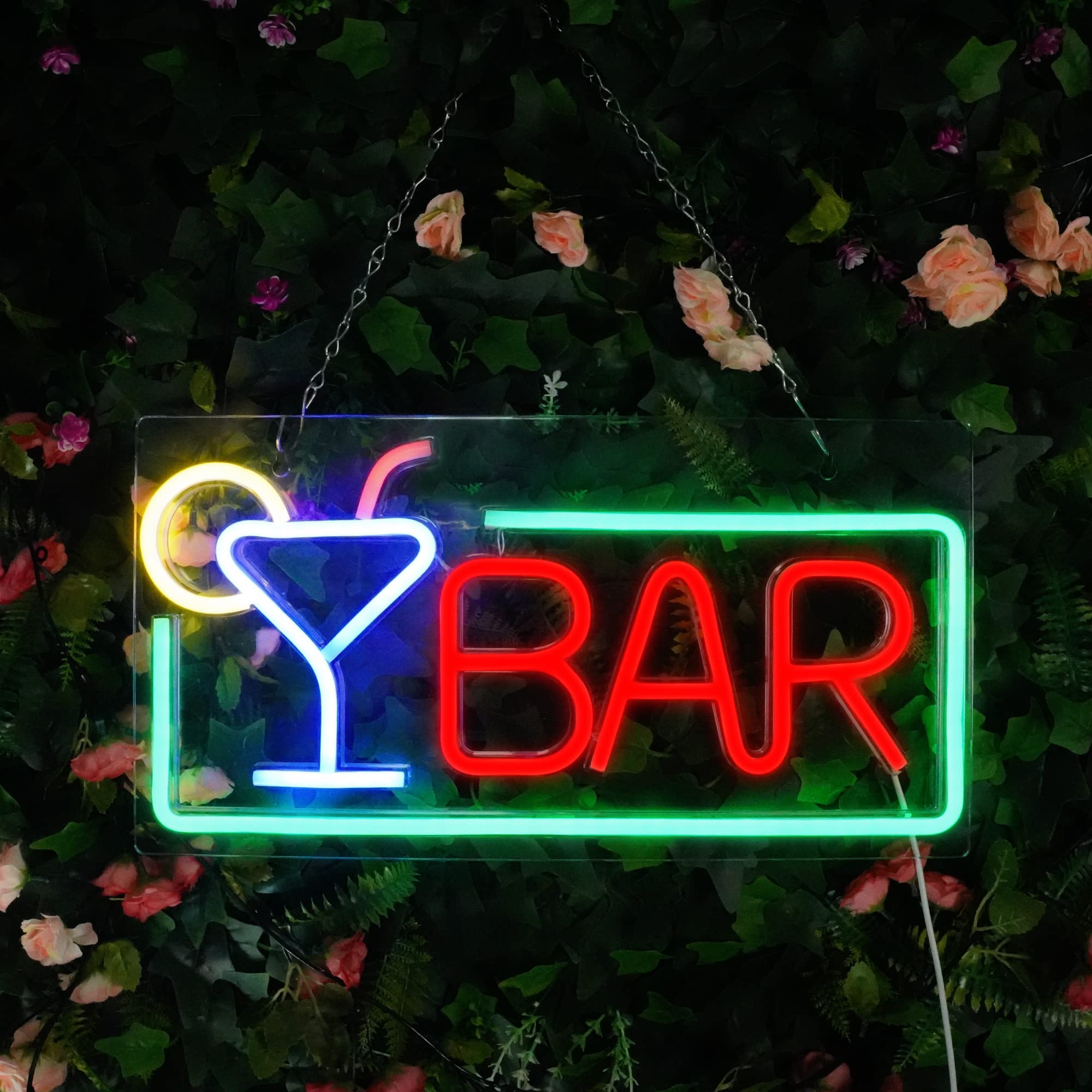 JIURUIFFC Bar Neon Sign - USB Powered LED Light for Home Bar, Colorful Decorative Open Sign, Model 10