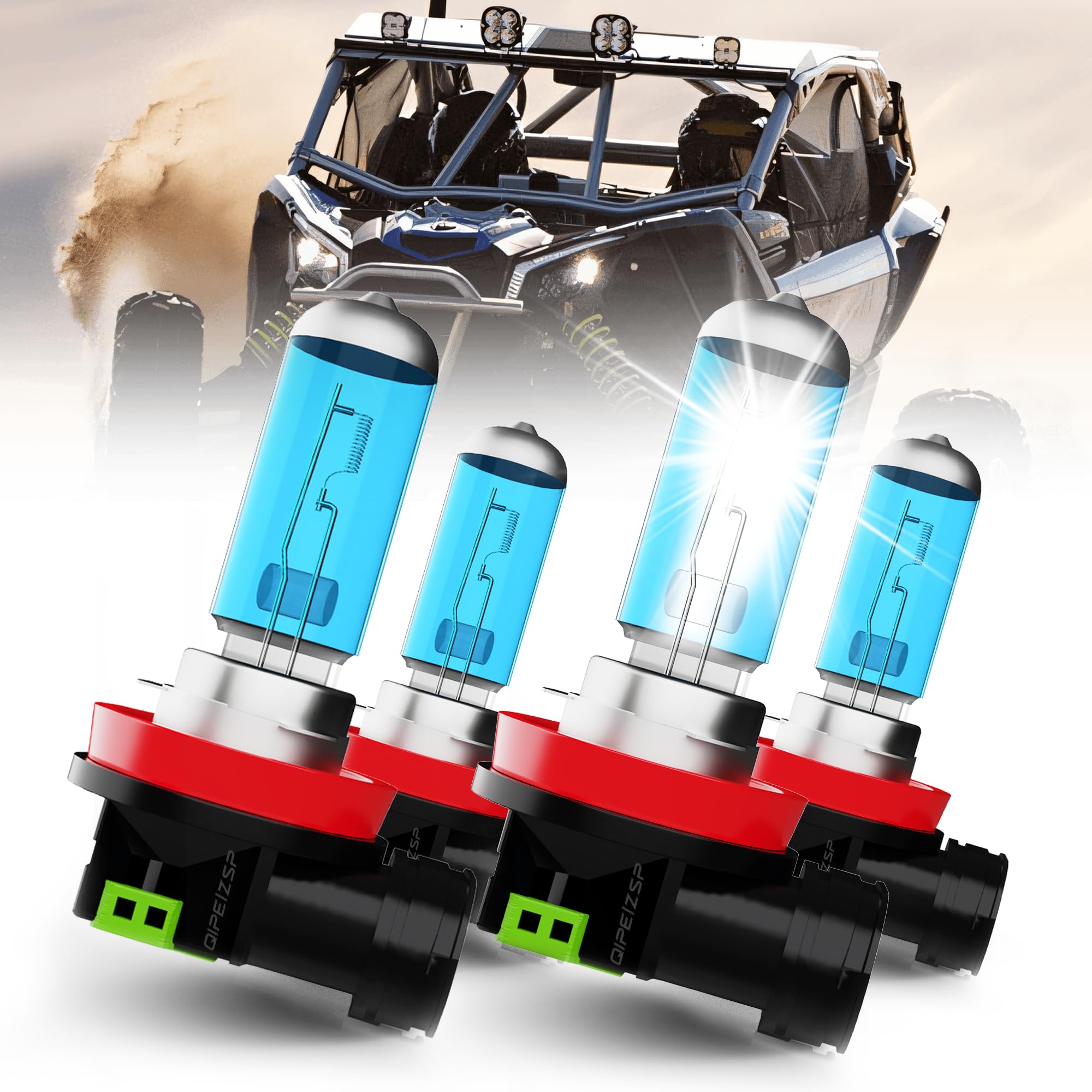 QIPEIZSP compatible with Can Am Defender 2016-2023 Lights Headlight Bulbs High Low Beam H11/H9/H8,6000K For Can-Am UTV, 4PCS