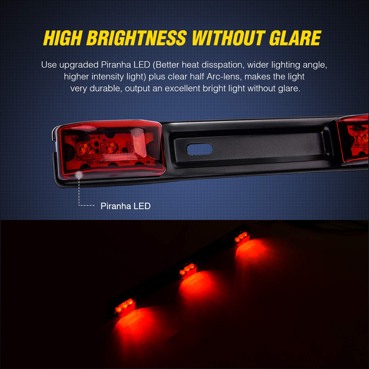 Nilight Tl-11 1Pc Red 9 Led Id Bar Marker Tail Black Stainless Steel Bracket For Truck Trailer Boat Identification Light