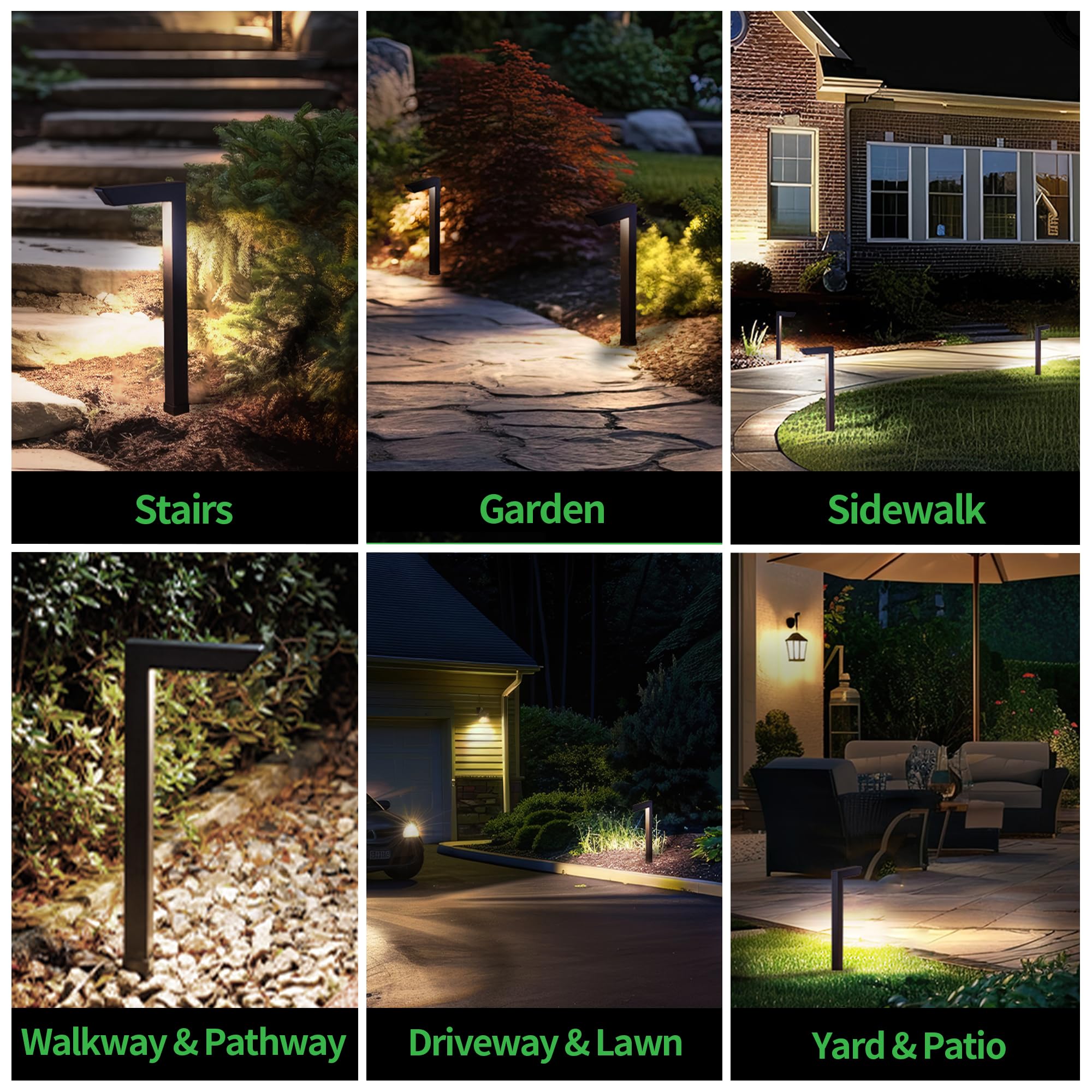 Varmtalys Outdoor Path Lights, Led Landscape Pathway Lights 3000K/4000K/5000K Selectable, 12V Low Voltage Wired, Waterproof 5W 2