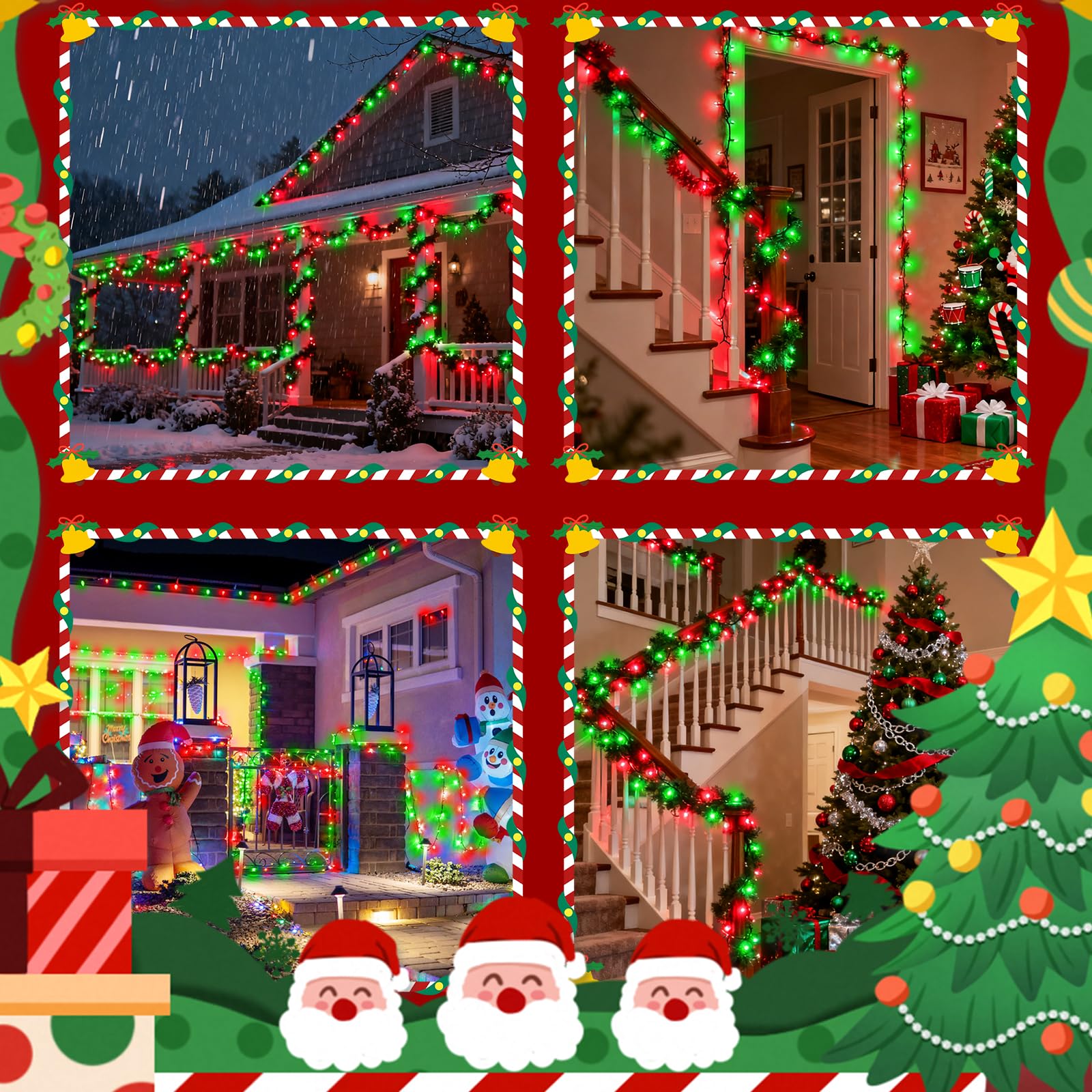 Voice Control 88Ft 240Led Smart Christmas String Lights Outdoor/Indoor | String Lights Plug In With Remote  12Modes  7Voice Commands & Timers  Christmas Twinkle Light For Xmas Tree Decor (Red & Green)
