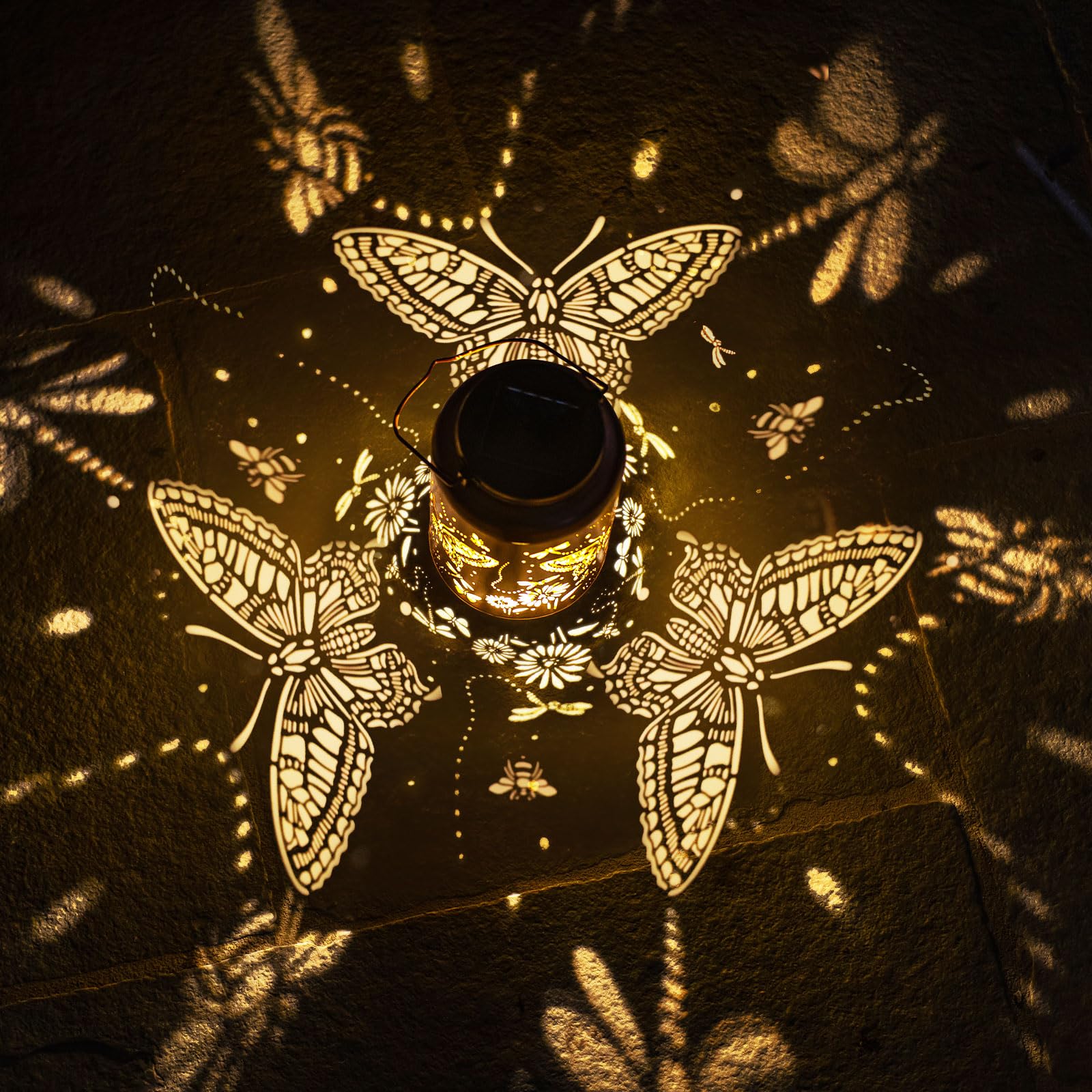 Solar Lanterns Outdoor Butterfly Hanging Solar Lights Butterfly Christmas Gifts For Women Mom Metal Lantern Waterproof Led Decor