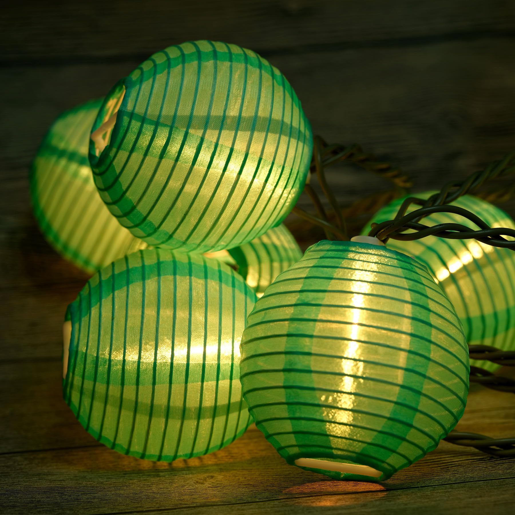 10 Count Turquoise Lantern With 11' White Wire String Lights , 12'' Spacing Plug-In Lantern String Lights (Turquoise)