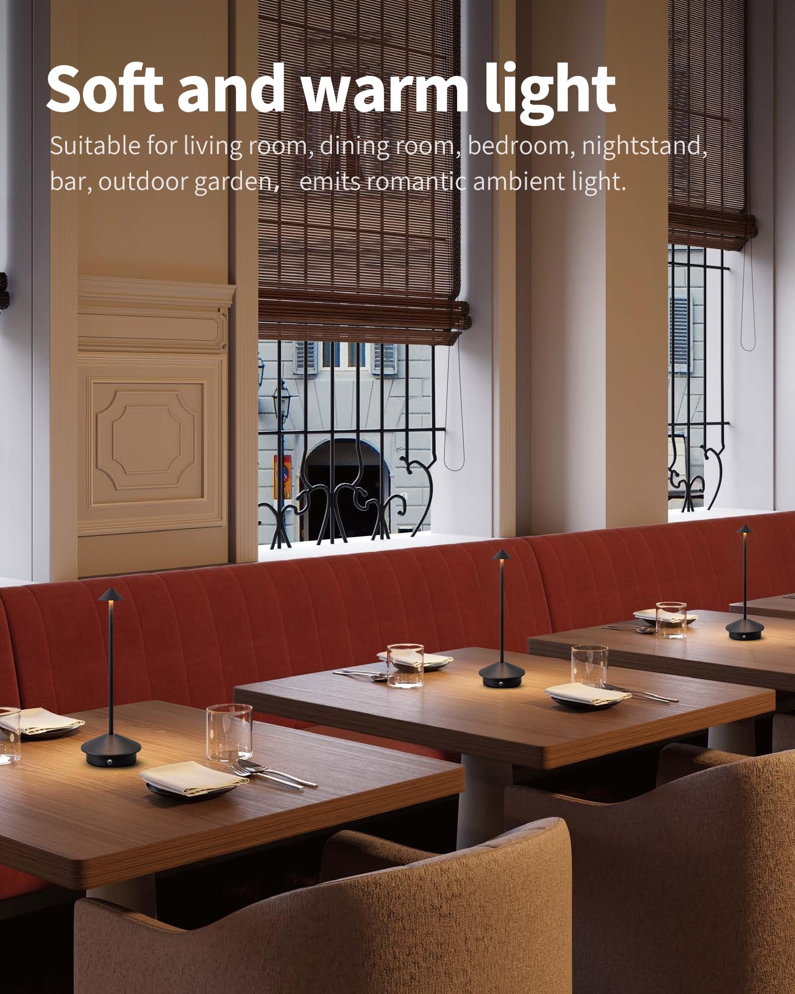 Newsee Cordless Table Lamp Set Of 2 - Portable Led, Rechargeable Battery, Black For Home & Camping