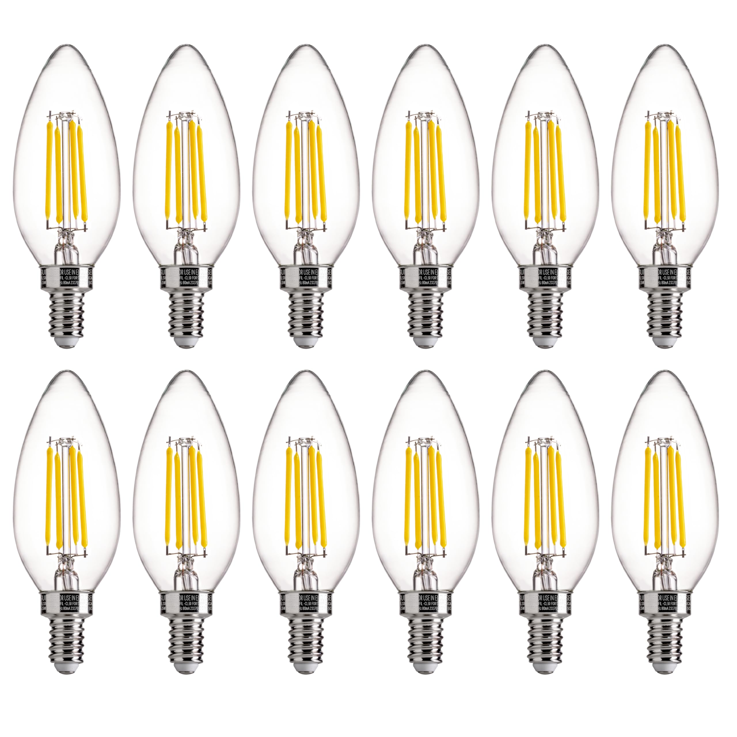 Flsnt 5000K Daylight Dimmable Led Candelabra Bulbs 60W Equivalent, Led E12 Base Chandelier Light Bulbs, 550Lm, 90+ High Cri, 12 Pack