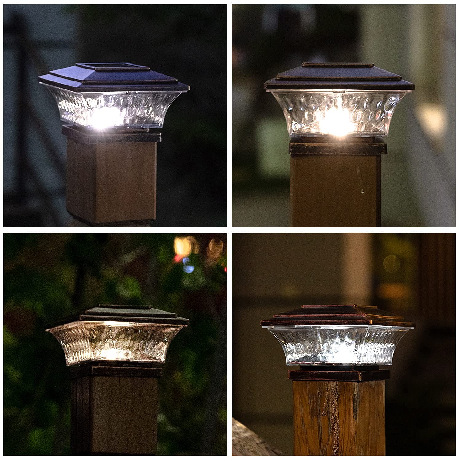 HUYIENO Solar Post Cap Lights Outdoor LED, Warm White/Bright White, 6PK, Brushed Copper, Model FD-EP-230201-2130