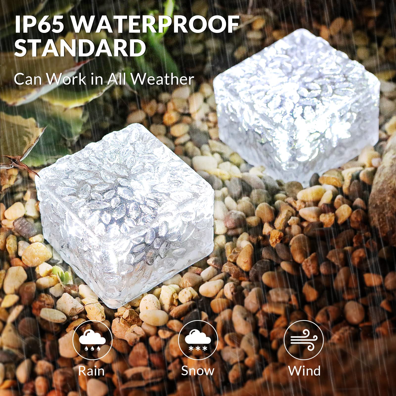 Hoflyw Solar Brick Lights - 6 Pack White Recessed Paver For Garden, Pathway & Patio Decor