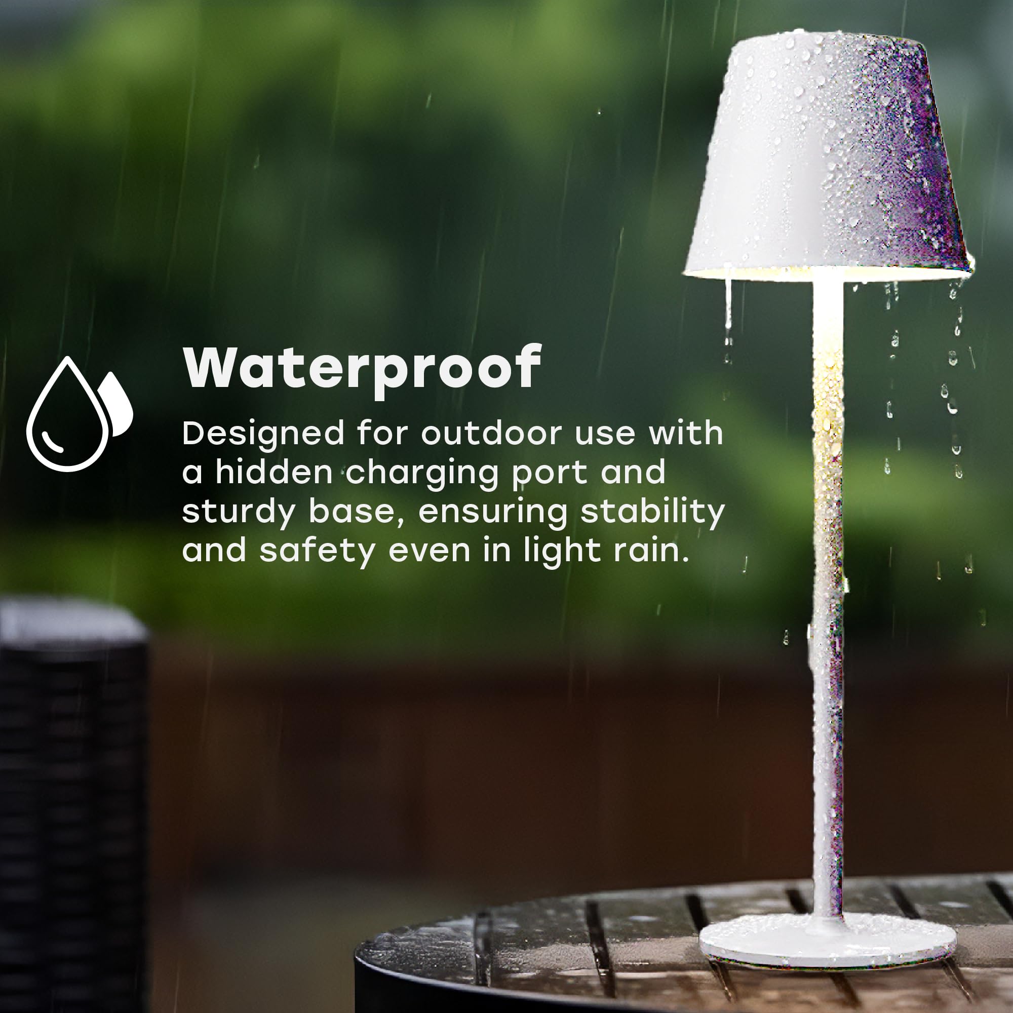 CASABOLA Cordless Table Lamp, LED, 5200mAh Battery, 3 Color Dimming, 4.5inD x 4.2inW x 15inH, White,