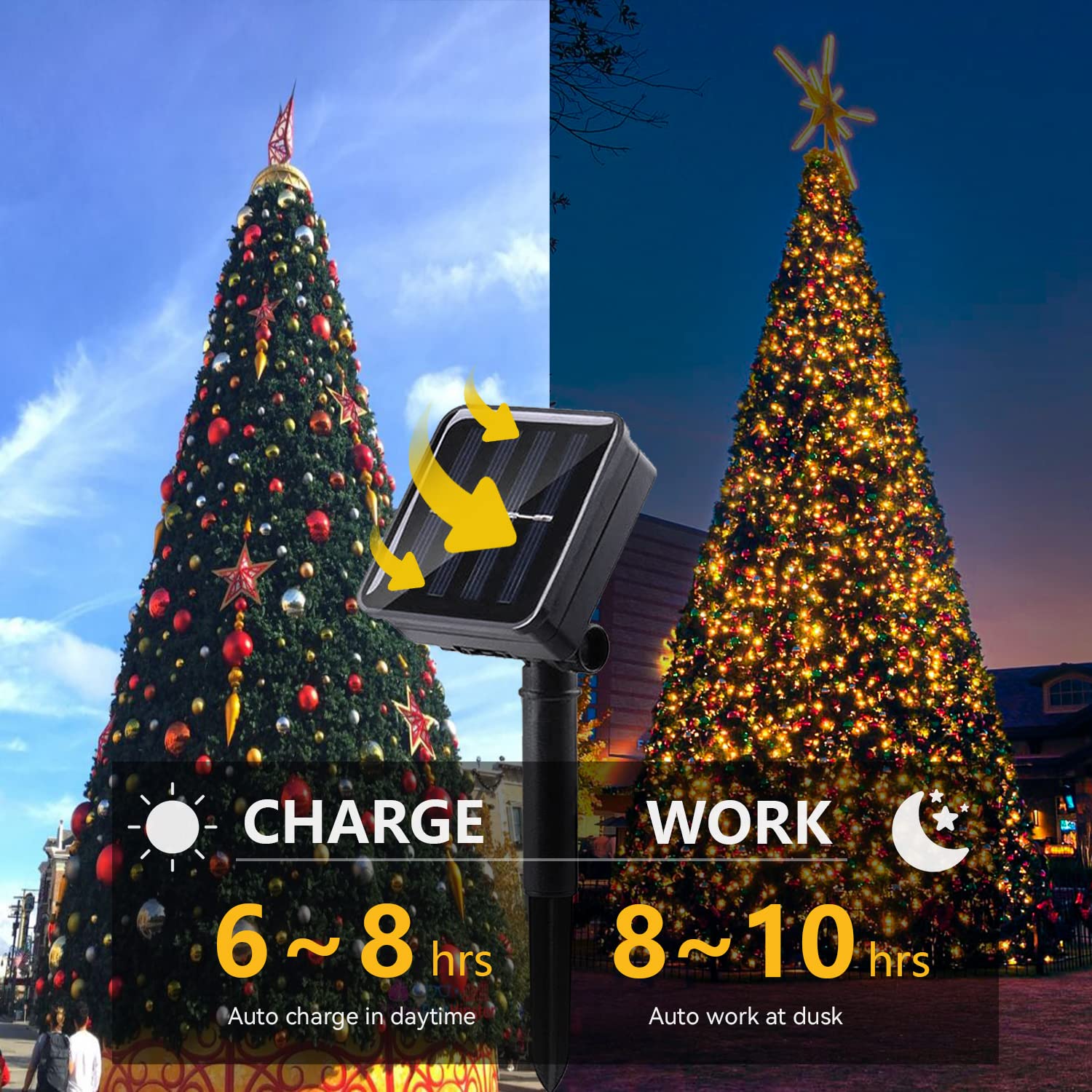 Lightop Solar String Lights Outside Fairy Lights Outdoor Waterproof Copper Wire 2 Pack 33Ft 100Led For Garden Decoration Wedding Party Terrace Yard Tree Patio Easter Christmas (Warm White)