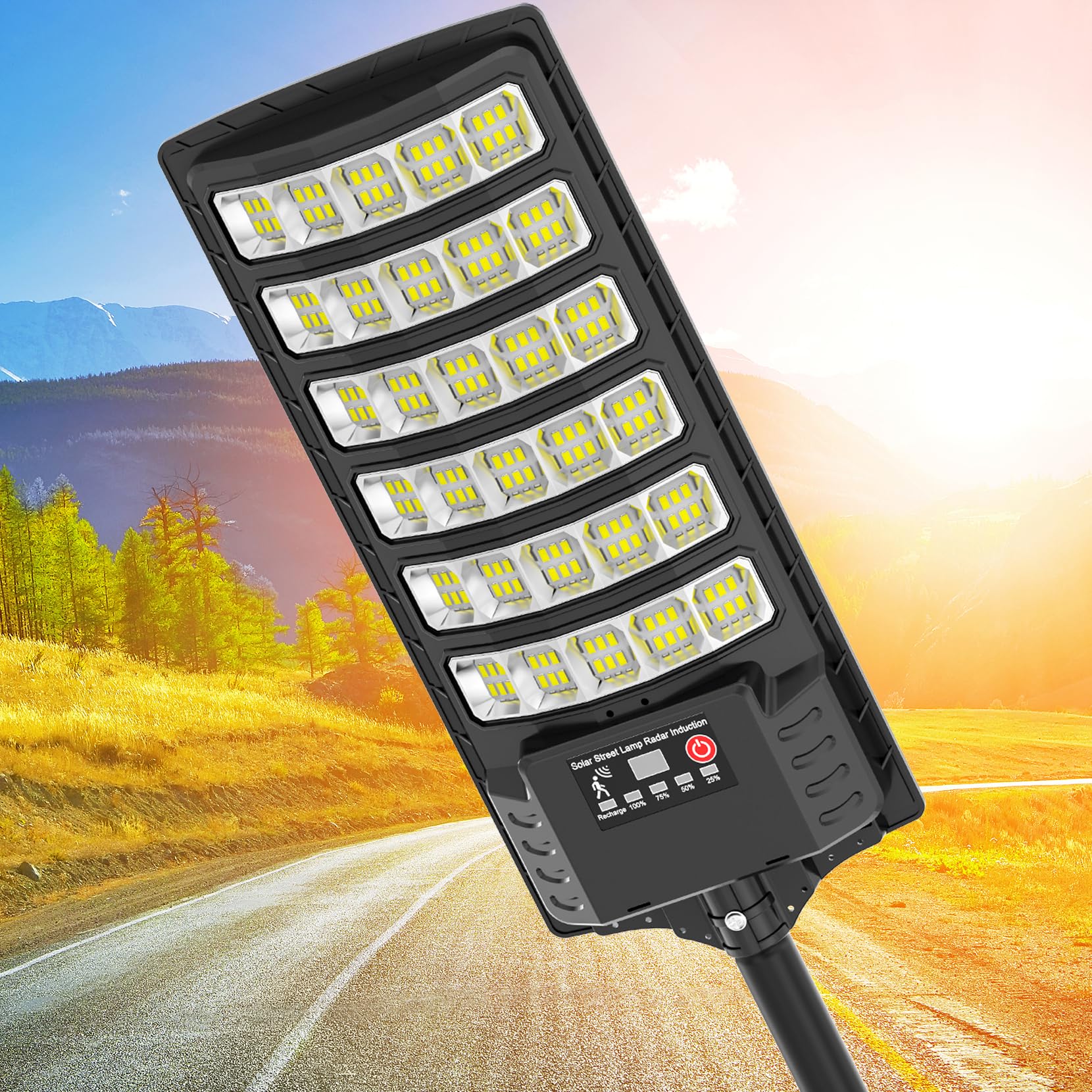 VowelsOne Solar Street Lights Outdoor Waterproof,320Wide Angle Flood Light, LED Solar Parking Light with Motion Sensor and Remot