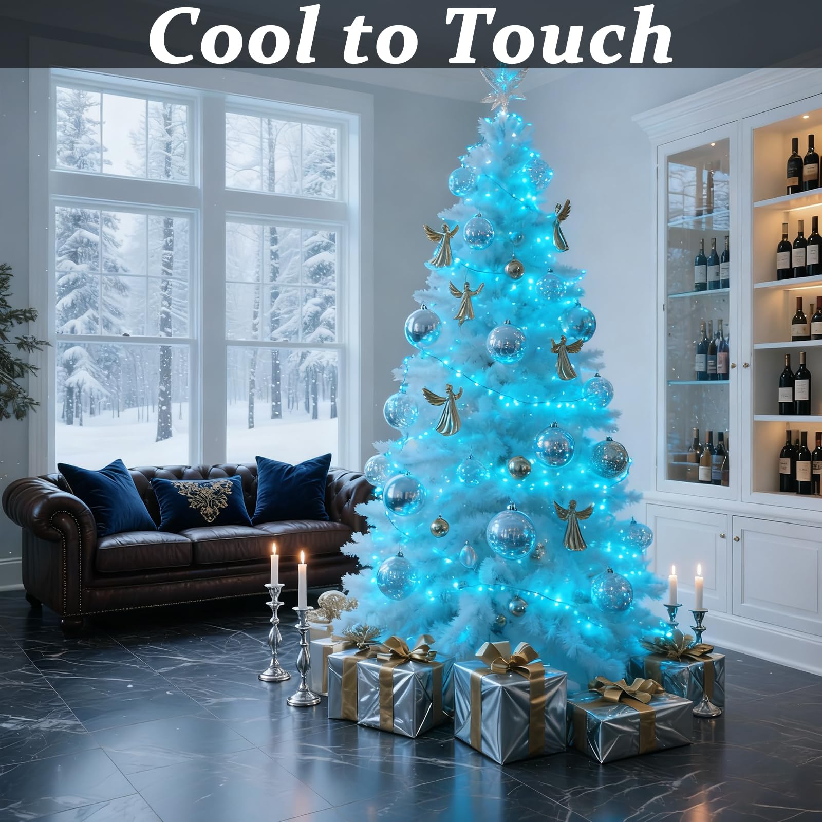 Blunem 50 Counts Aqua Led Christmas Lights - 25Ft Christmas Tree Lights Commercial Grade Outdoor Waterproof  White Wire Aqua Indoor Mini Plug In  5Mm Wide Angle Indoor For Xmas  Ul Certified