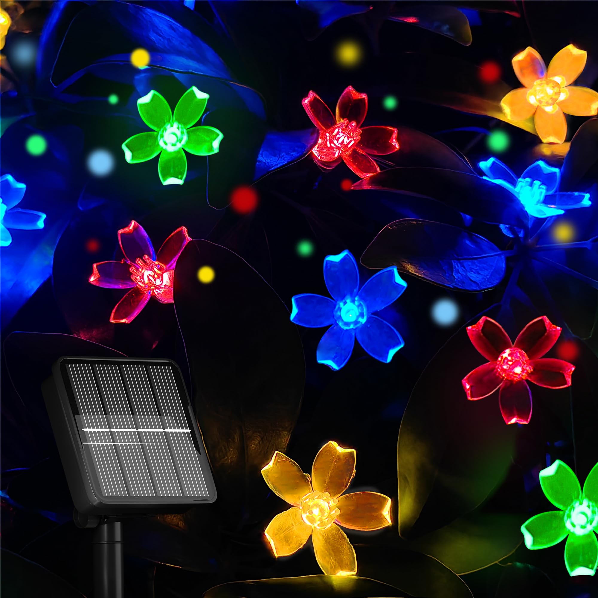 Solar String Lights for Outside,100 LED Solar Flower String Lights Outdoor Waterproof,Solar Powered Outdoor Decorative String Li
