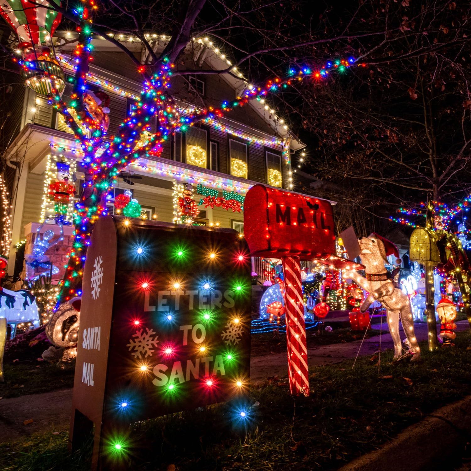 FULLBELL Christmas String Lights - 100 LED Multi-Color, 33ft Black Wire, 8 Modes, Memory Function