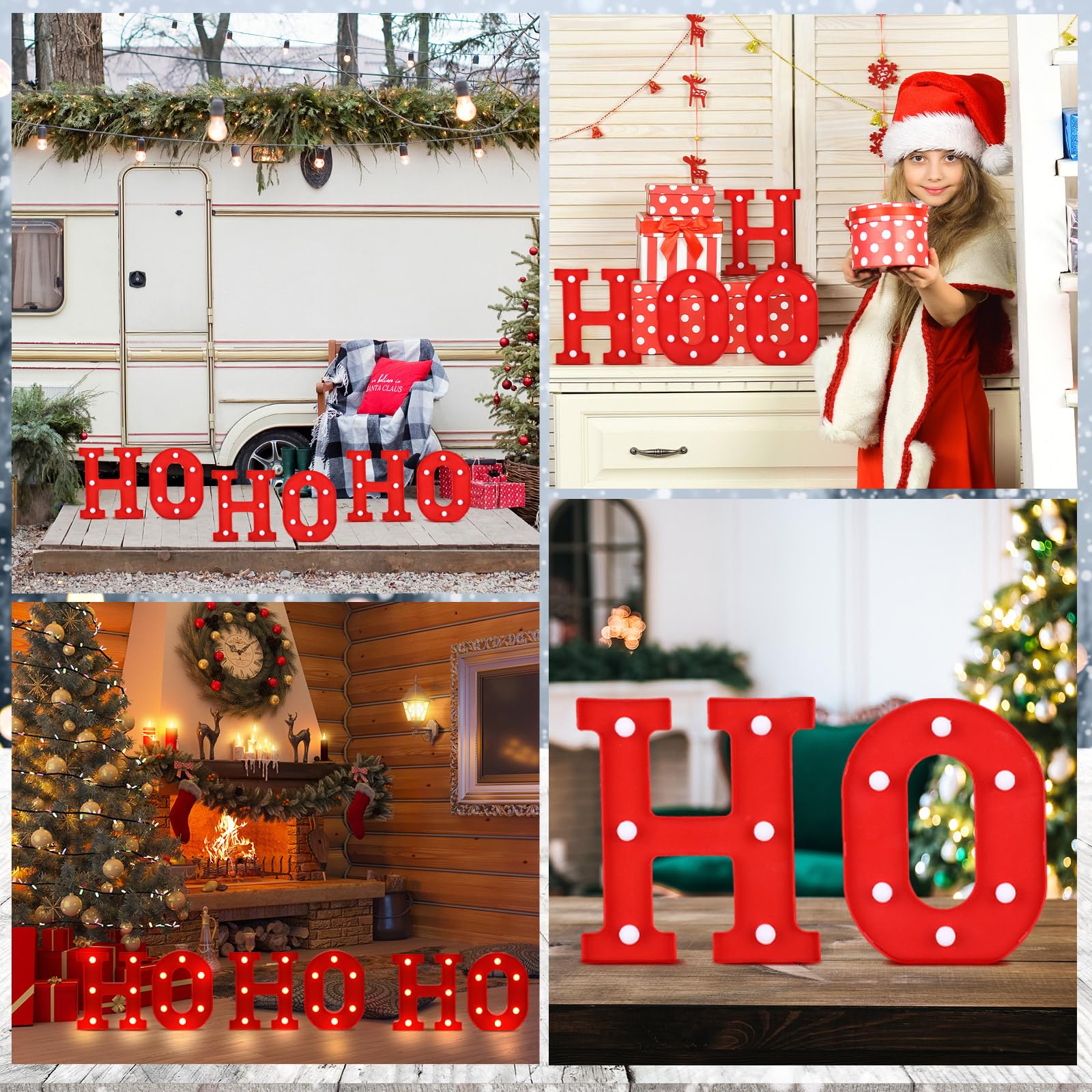 Vihose Christmas Led Letter Lights Sign Table Decoration Christmas Light Up Letters Battery Powered Letter For Home Bar Christmas Party Bedroom Tabletop Decoration Gift(Ho Ho Ho)