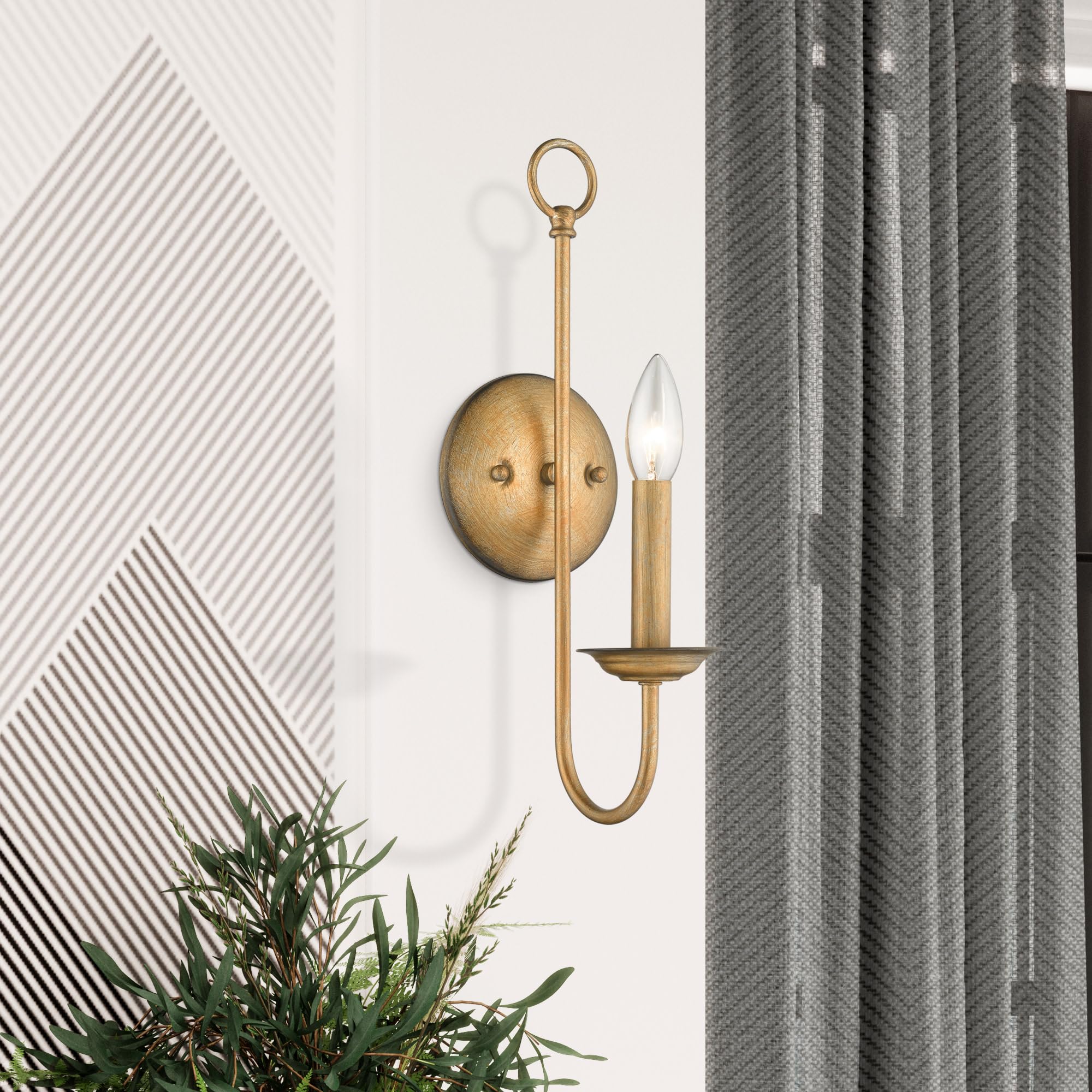 Livex Lighting 42681-07 Steel Wall Sconce For Home Decor; Stylish Wall Decor, 1 Light Fixture Bronze Finish