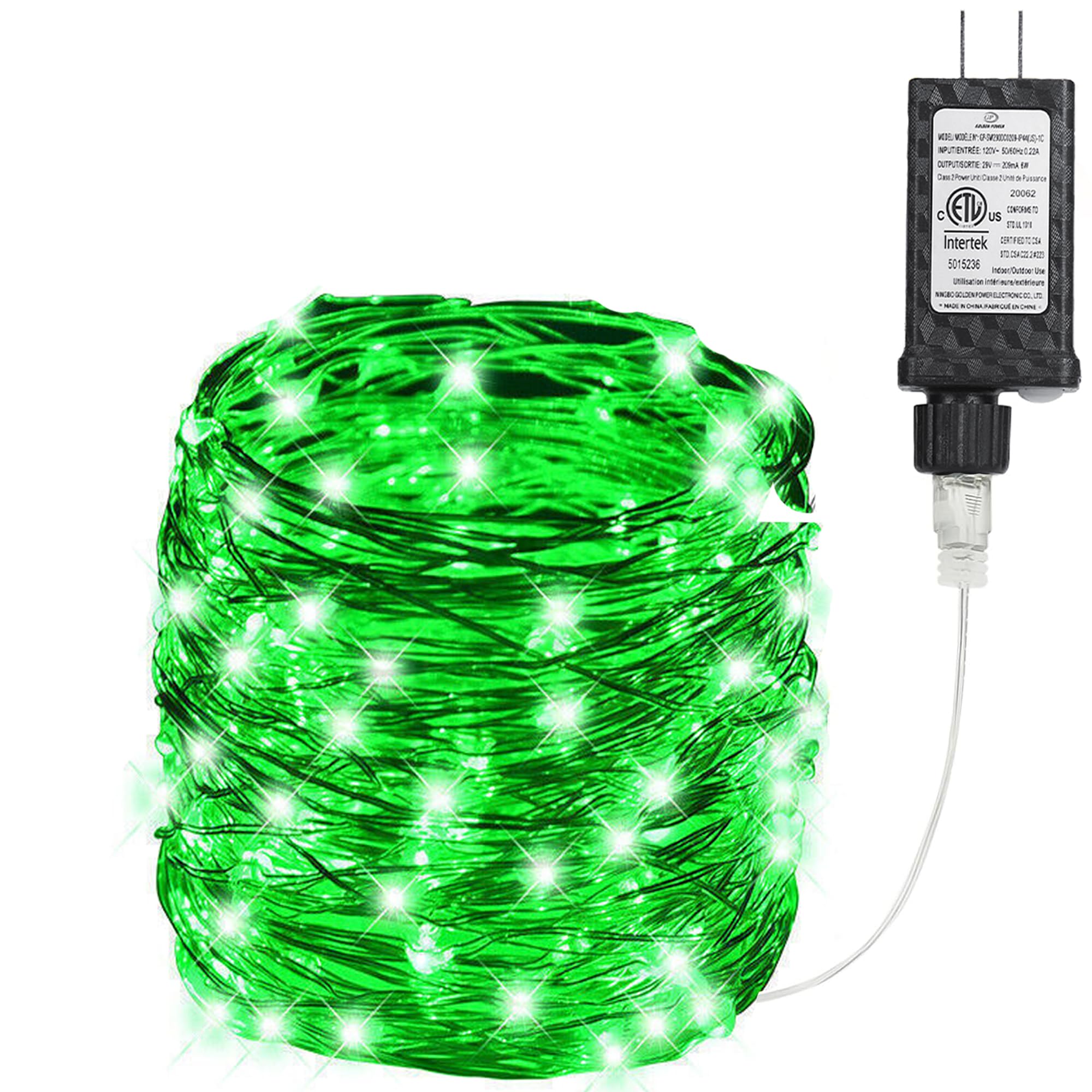 Joomer Green Fairy String Lights 33FT 100 LEDs Plug in Fairy Lights Indoor Silver Wire String Light DIY for Bedroom, Parties, Ch