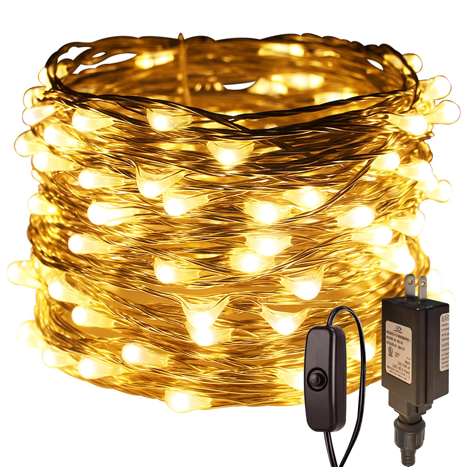 Ruichen 33Ft 100 Led Plug-In Fairy Lights, Warm White Waterproof Copper Wire For Indoor/Outdoor