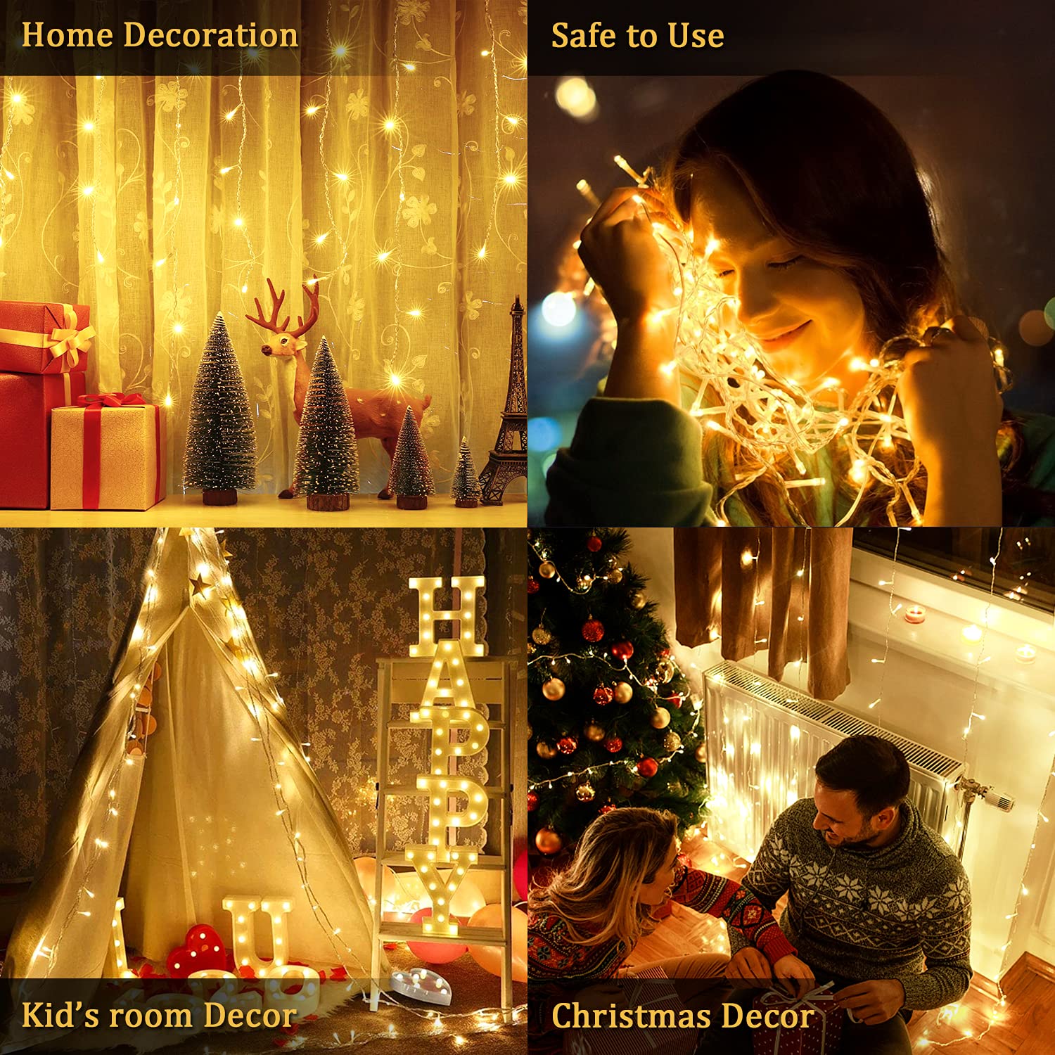 Jmexsuss 33Ft 100 Led Warm White Battery-Powered String Lights, Waterproof Twinkle Fairy Lights With 8 Modes For Indoor/Outdoor Use